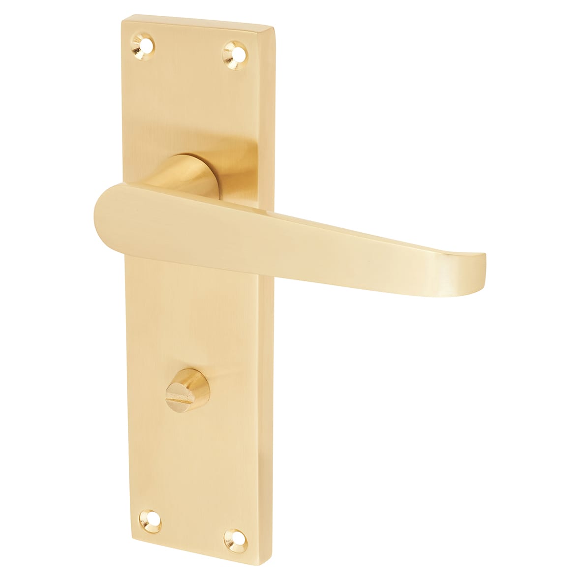 Satin Brass Budget Straight Bathroom Door Handles - Mia Range - 153 x 42mm - view 3