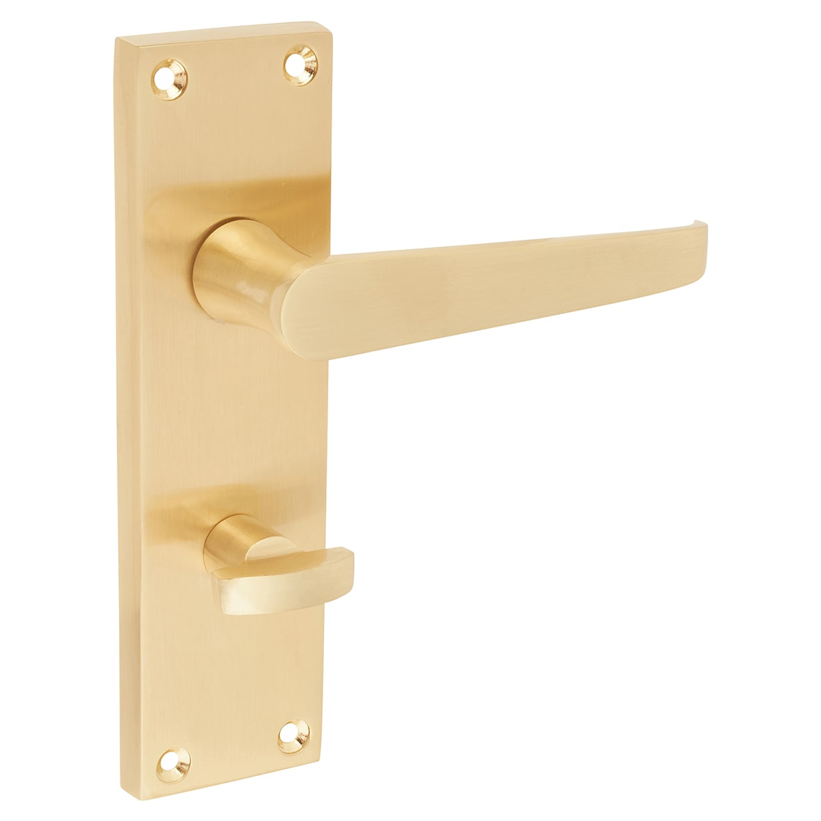 Satin Brass Budget Straight Bathroom Door Handles - Mia Range - 153 x 42mm - view 4