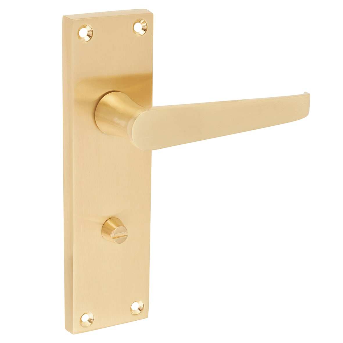 Satin Brass Budget Straight Bathroom Door Handles - Mia Range - 153 x 42mm - view 5