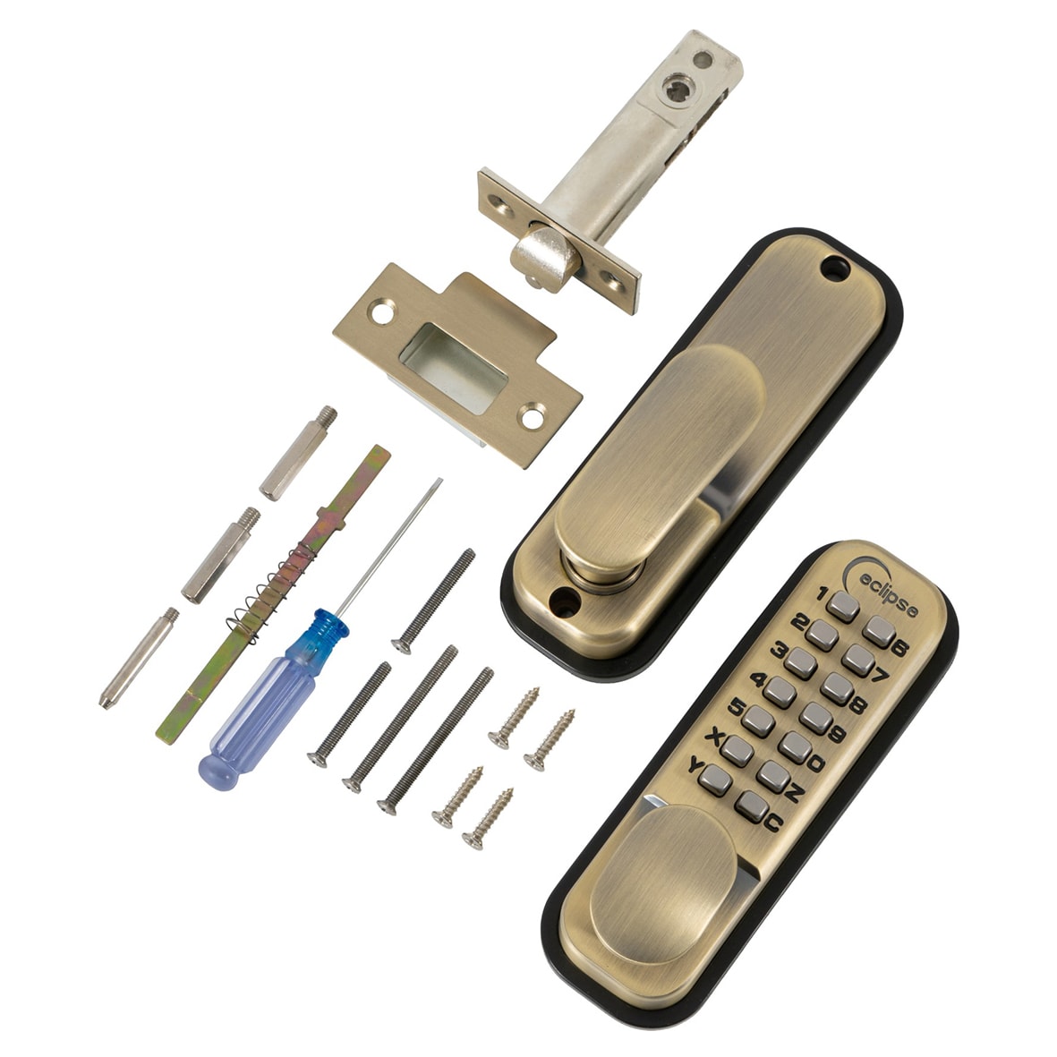 Easy Code Push Button Digital Code Lock with Intumescent - Holdback Option - Ant Brass - view 2