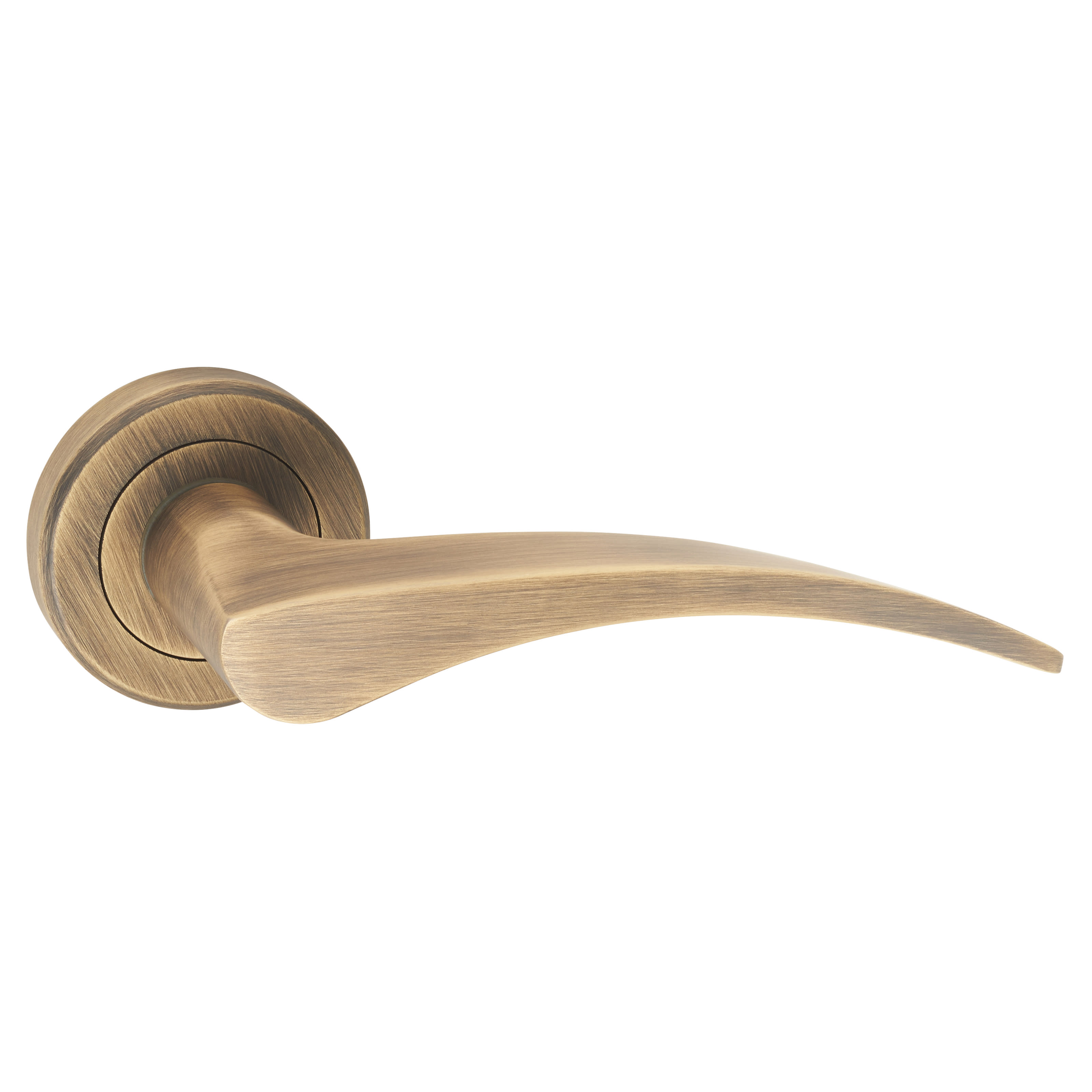 Brass Antique Brass Door Handles on Round Rose - Olivier Range - view 2