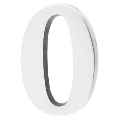 50mm Concealed Self Adhesive Door Numeral - 0 - Polished Aluminium - view 2