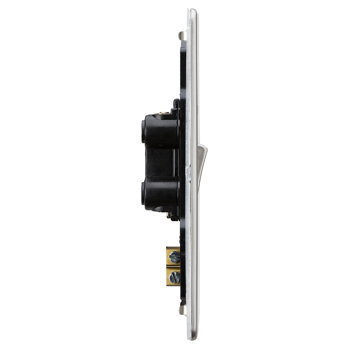 45A 2 Gang Screwless Double Pole Cooker Switch with Neon - Brushed Chrome - view 2