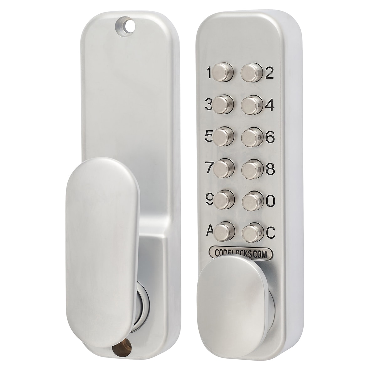 Easy Code Push Button Code Lock and Latch with Intumescent - Holdback - Silver Grey - view 2