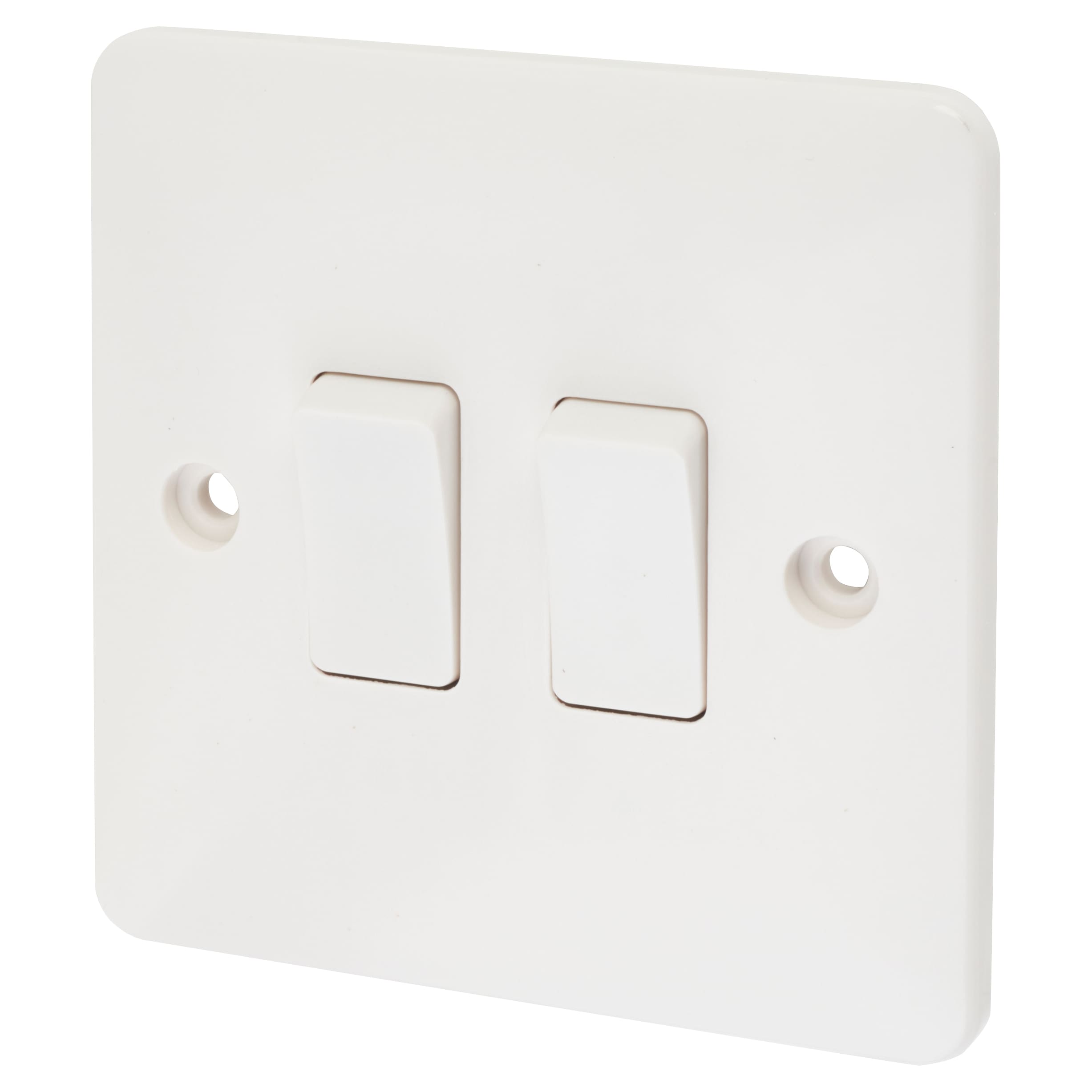 10A 2 Gang 2 Way Light Switch - White - view 2