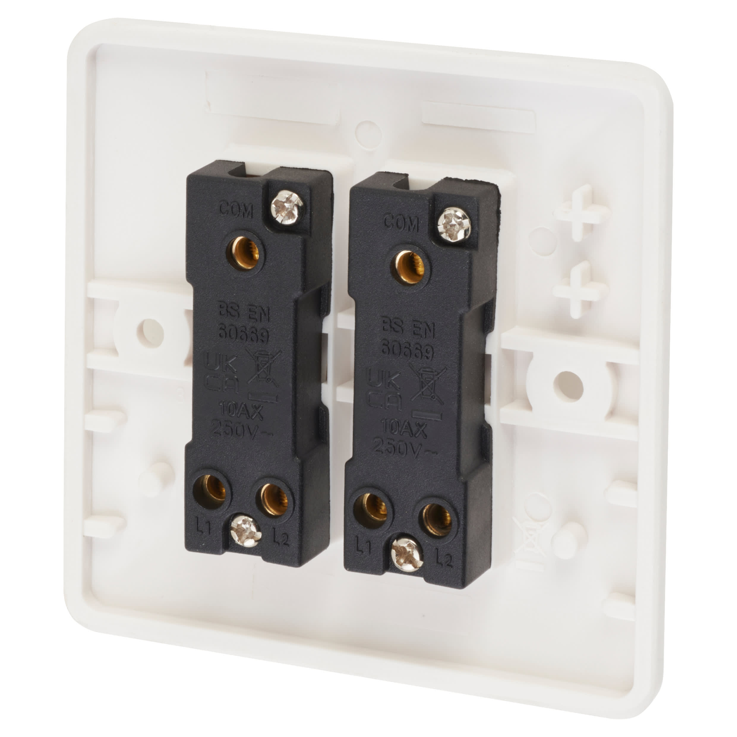 10A 2 Gang 2 Way Light Switch - White - view 3