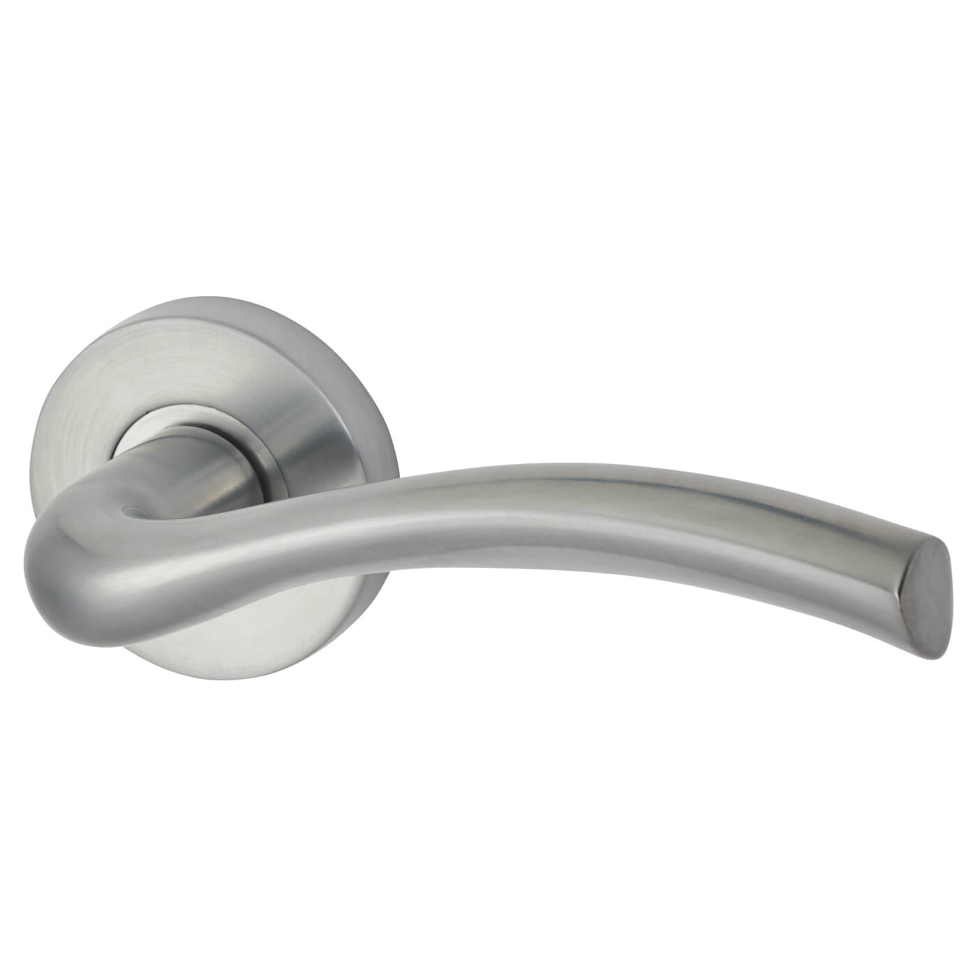 Satin Chrome Door Handles on Round Rose - Solar Range - view 2