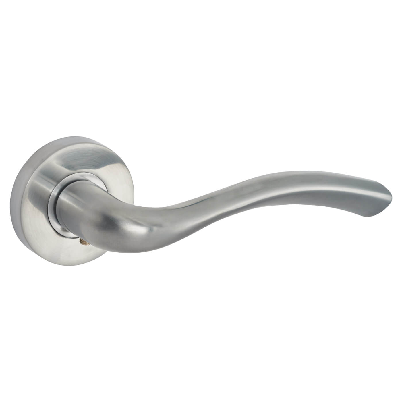 Satin Chrome Door Handles on Round Rose - Solar Range - view 3
