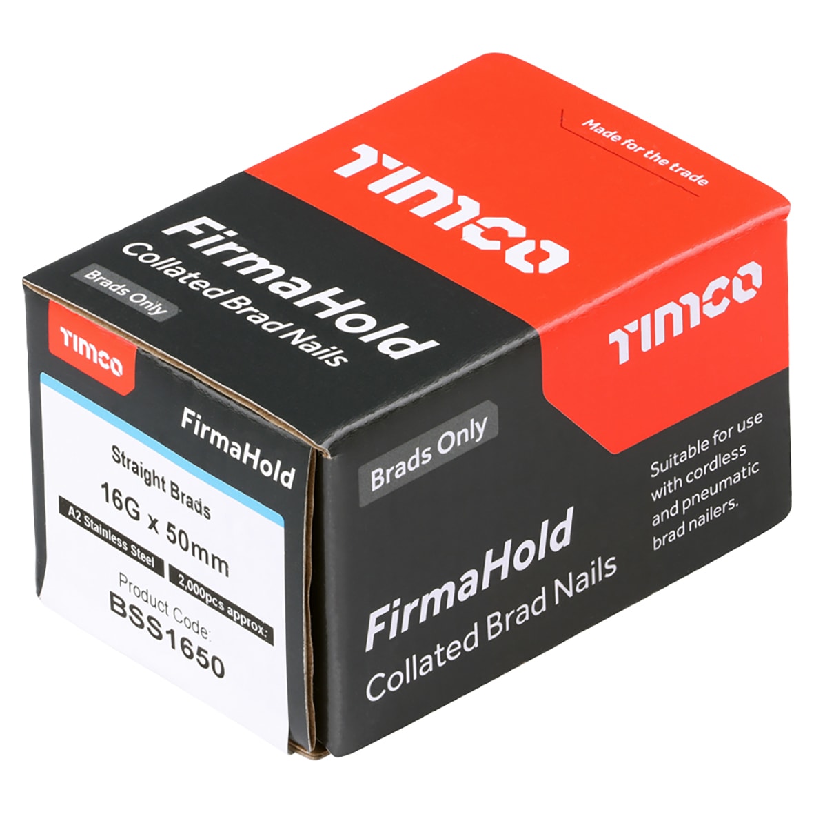 FirmaHold Second Fix Brad Nail - Straight - 16 Gauge x 50mm - Stainless Steel - Pack of 2000 - view 2