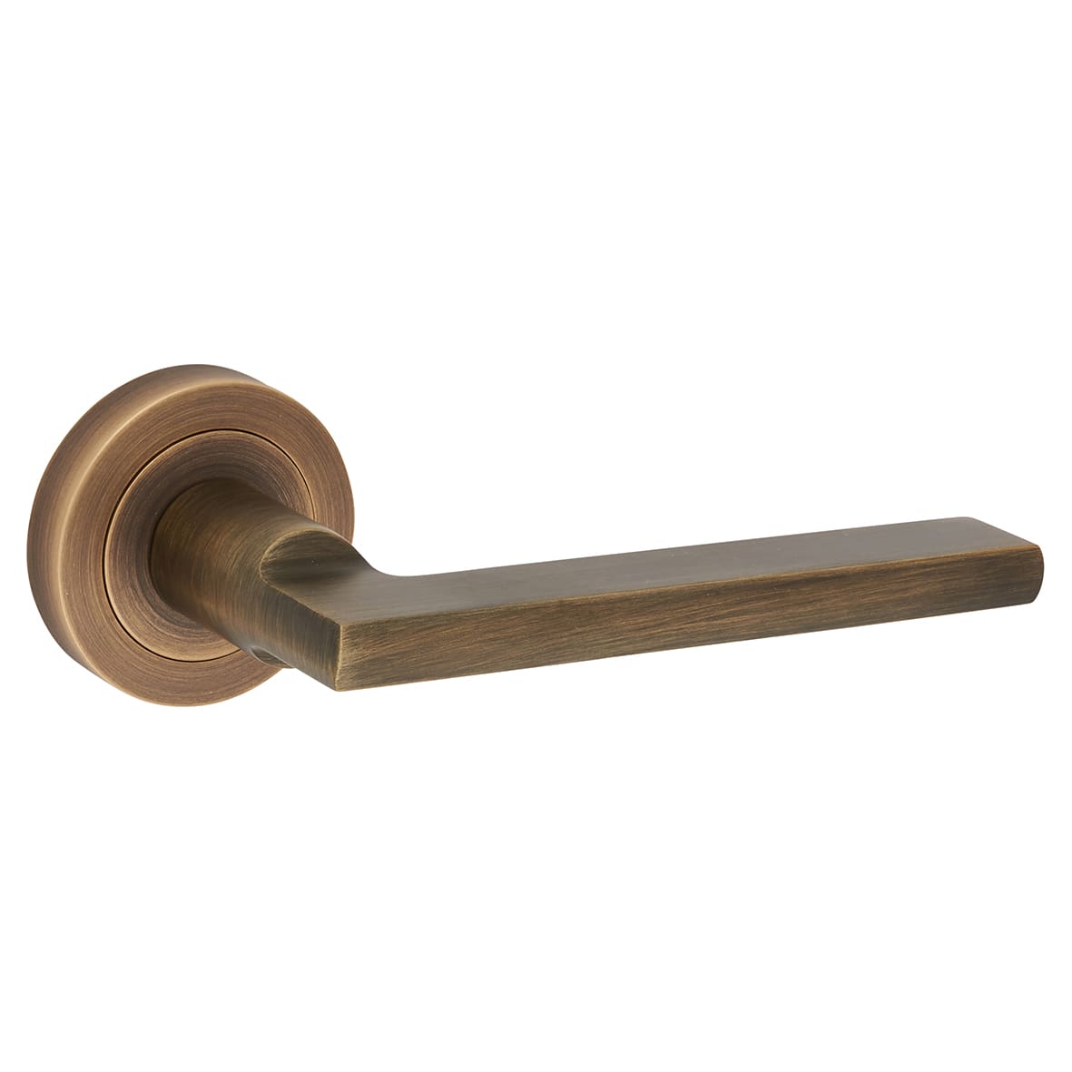 Antique Brass Door Handles on Round Rose - Trentino Range - view 2