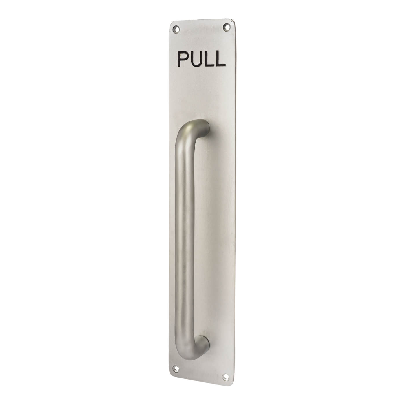 Satin Aluminium 19mm D-Bar Door Pull Handle on Plate - PULL - Screw Fix - 375 x 75 x 3mm - view 2