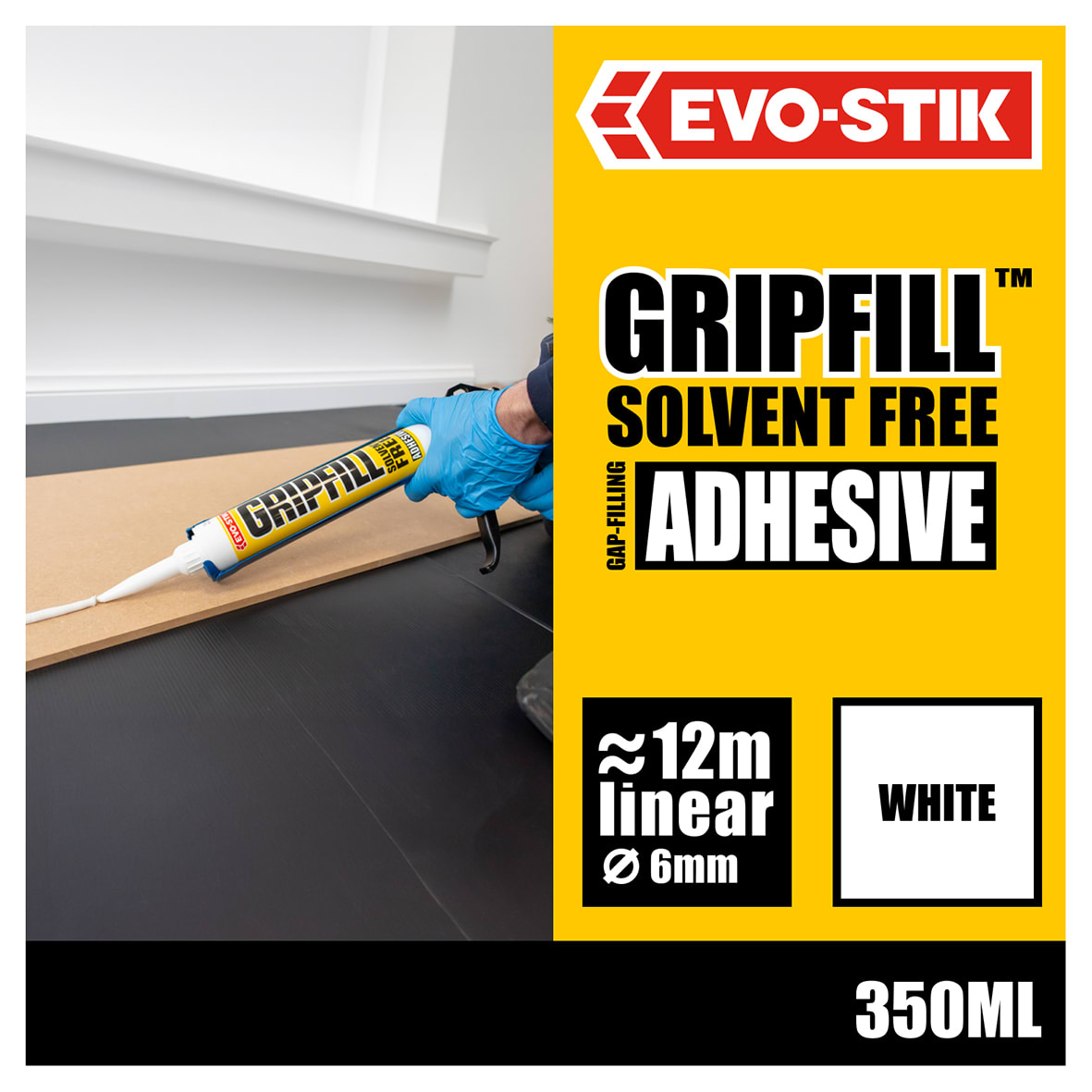 Yellow Gripfill Grab Adhesive - Solvent Free - 350ml - White - view 3