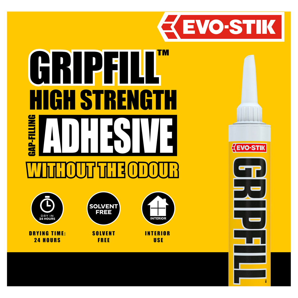 Yellow Gripfill Grab Adhesive - Solvent Free - 350ml - White - view 4