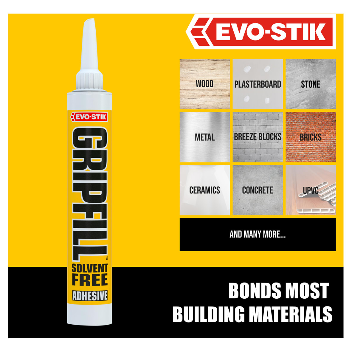Yellow Gripfill Grab Adhesive - Solvent Free - 350ml - White - view 5