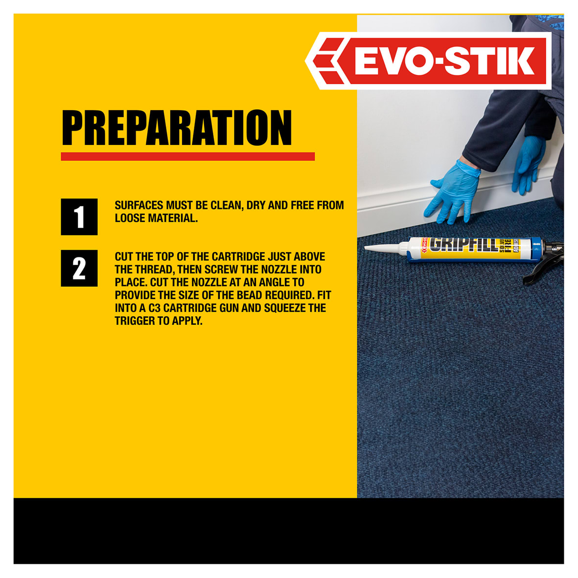 Yellow Gripfill Grab Adhesive - Solvent Free - 350ml - White - view 6
