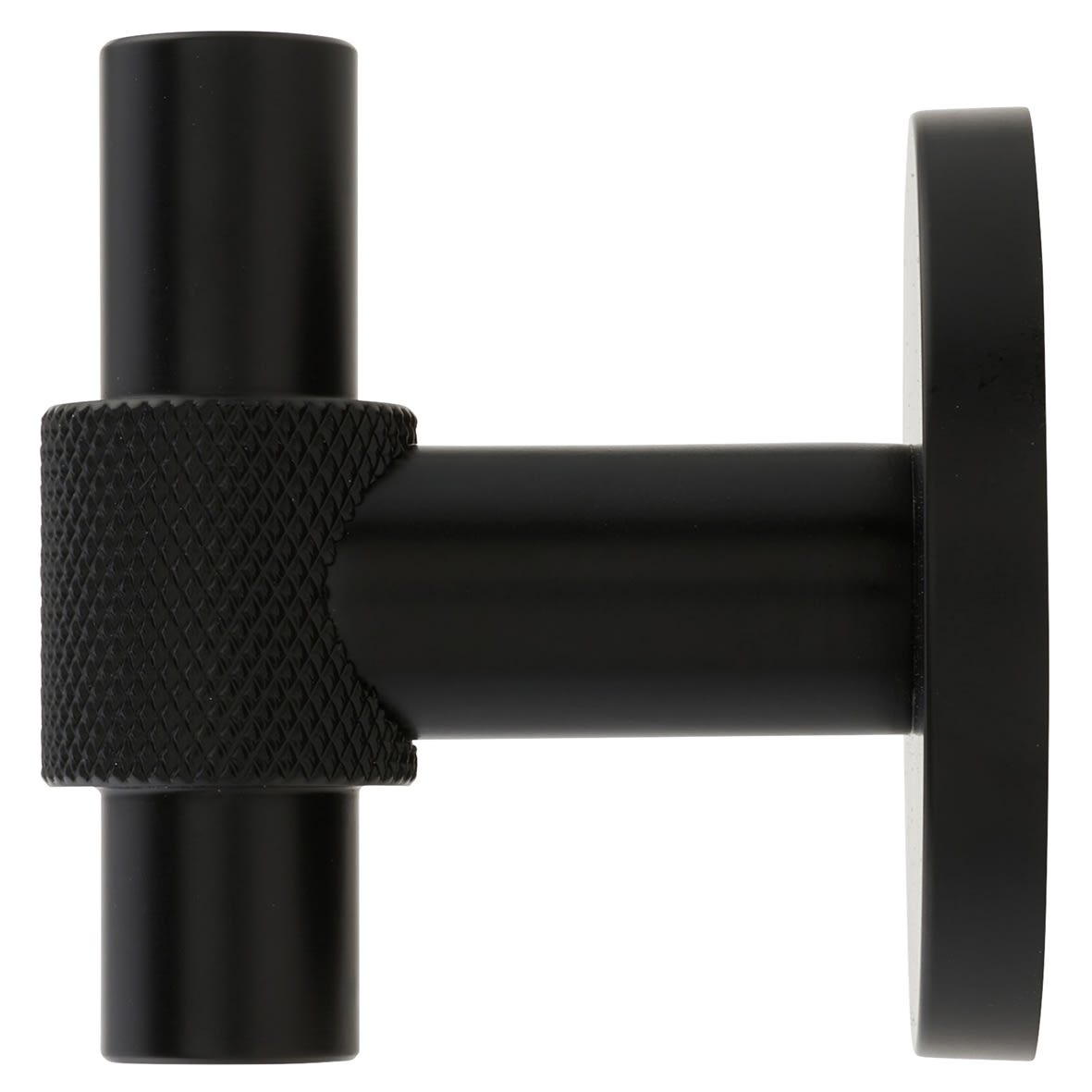 Knurled Single Coat Hook - 55 x 52mm - Matt Black - view 3