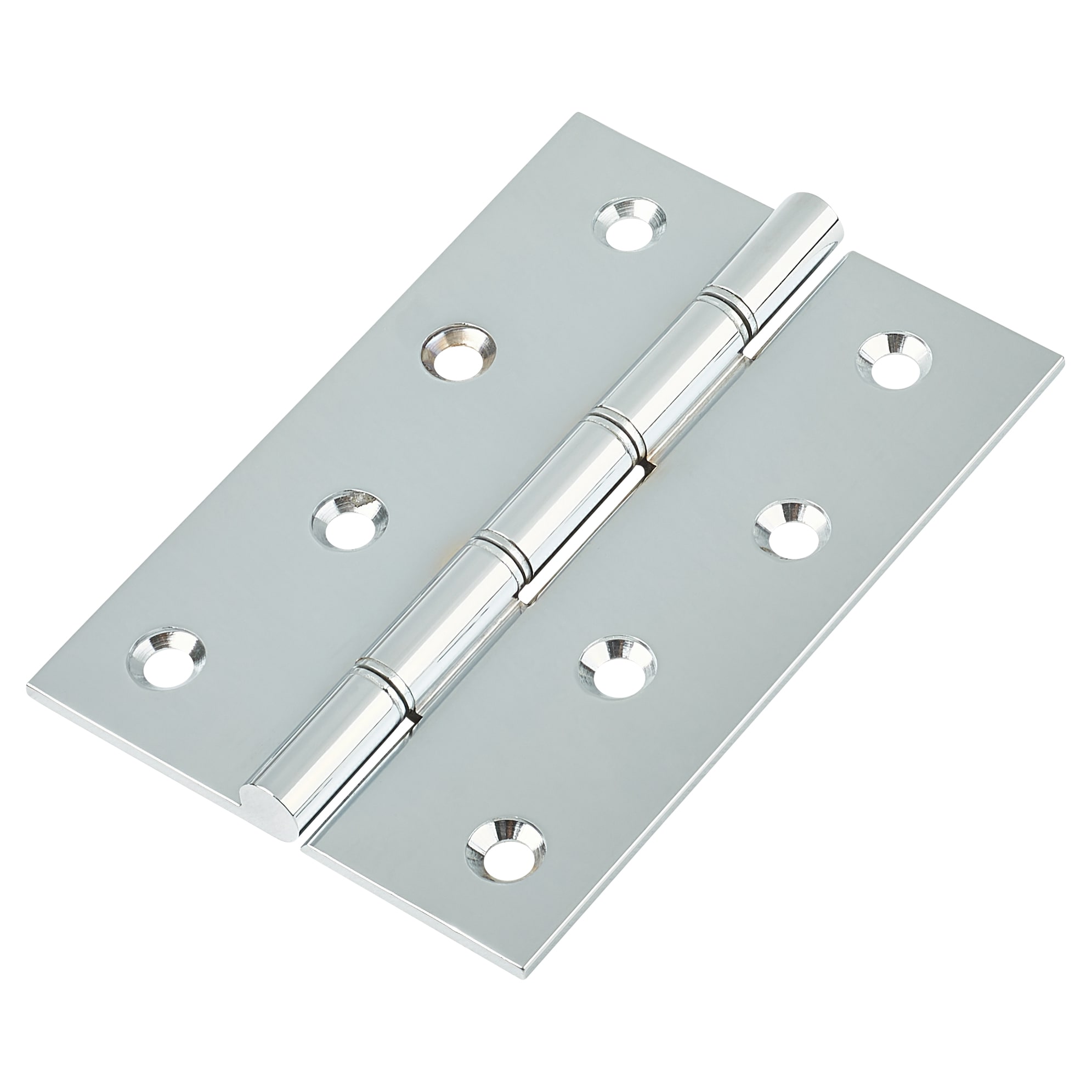 Double Steel Washered Butt Door Hinge - 100 x 67 x 2.2mm - Polished Chrome - Pair - view 2