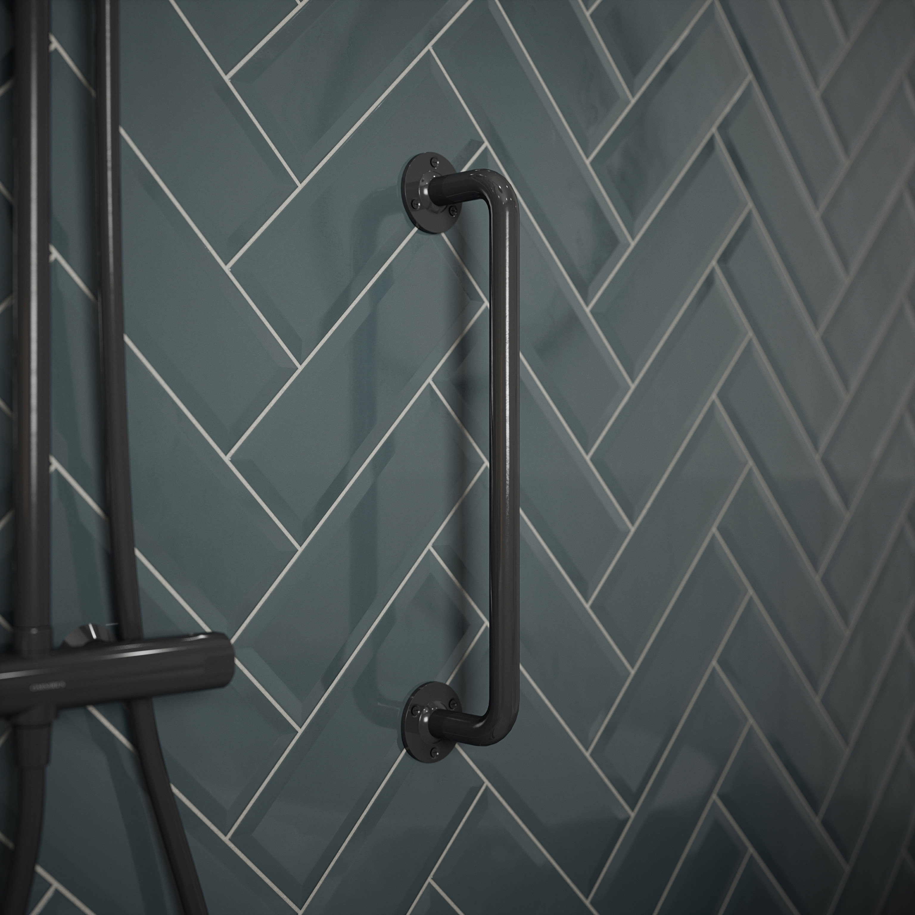 25mm Steel Grab Rail - 457mm Length - Gun Metal - view 2