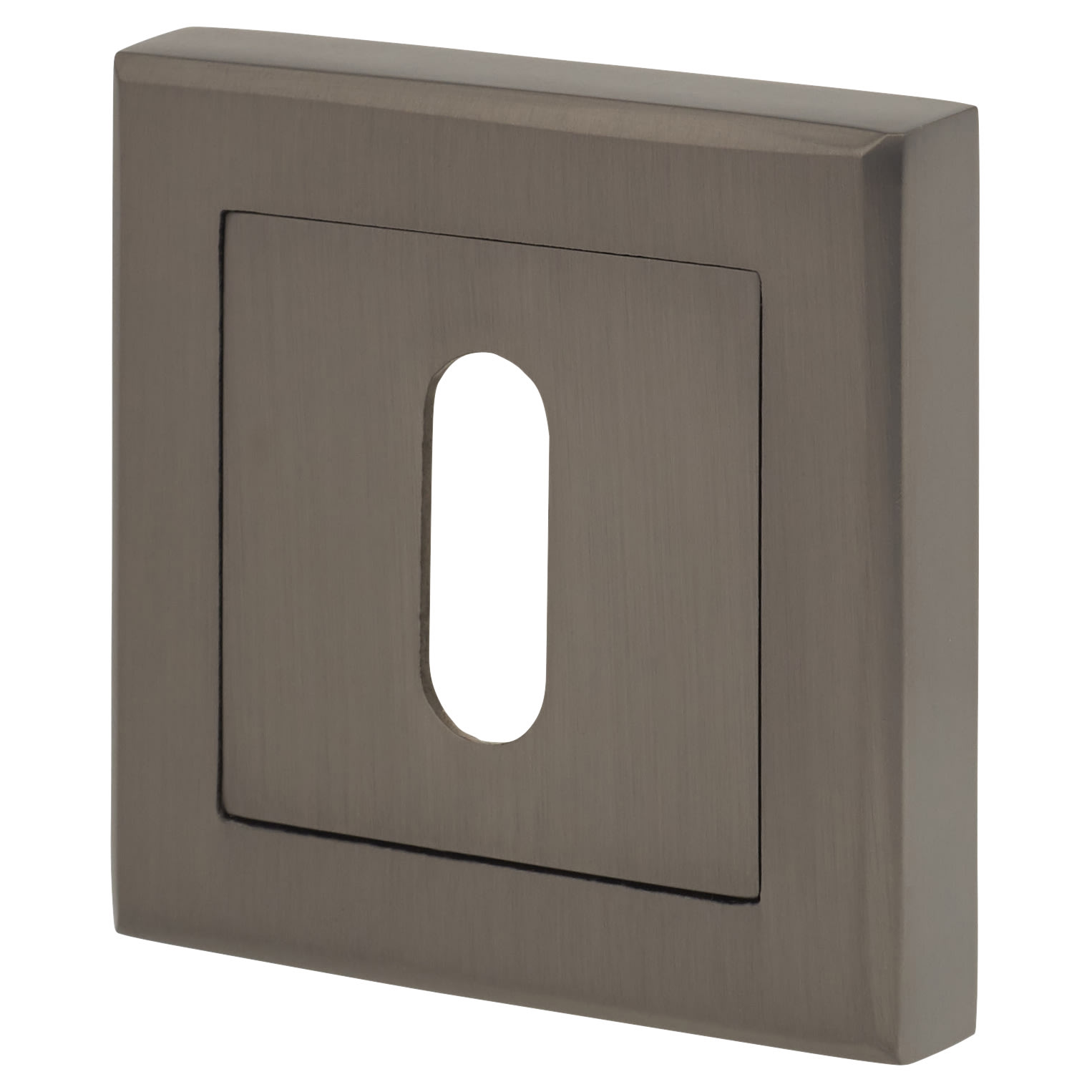 Square Escutcheon - 52 x 52mm - Keyhole - Gun Metal - view 2