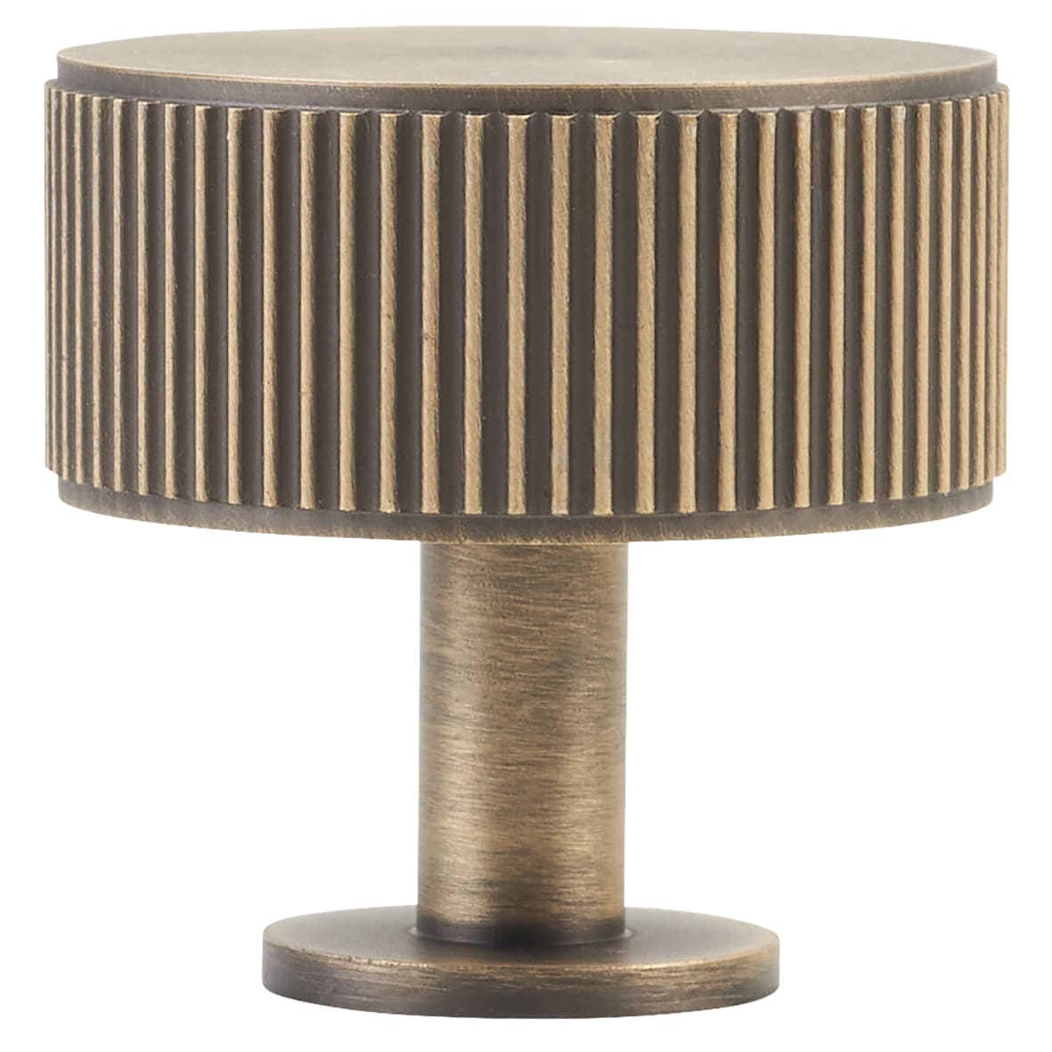 Lines Radio Round Cabinet Knob - 35mm Diameter - Antique Brass - view 3