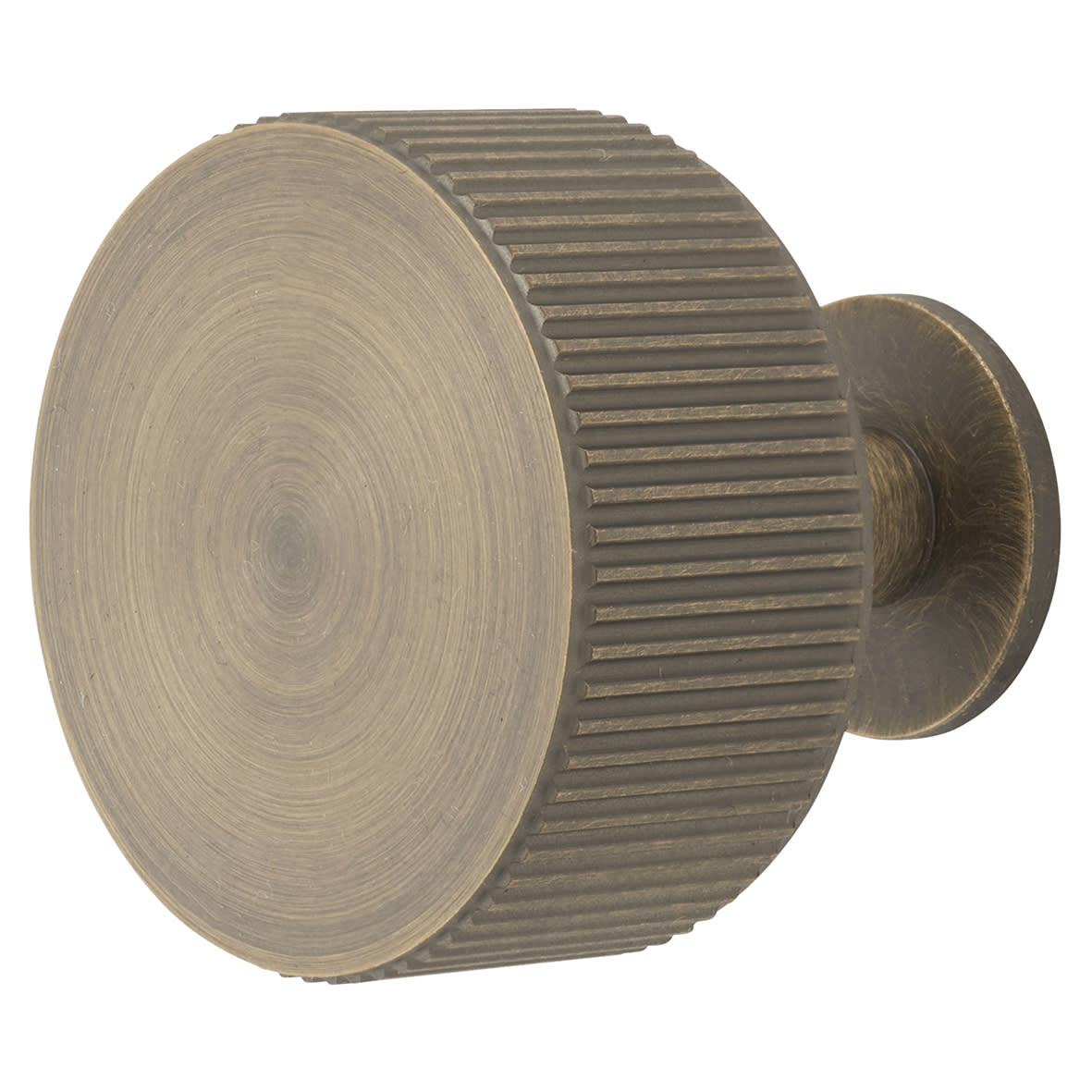 Lines Radio Round Cabinet Knob - 35mm Diameter - Antique Brass - view 4