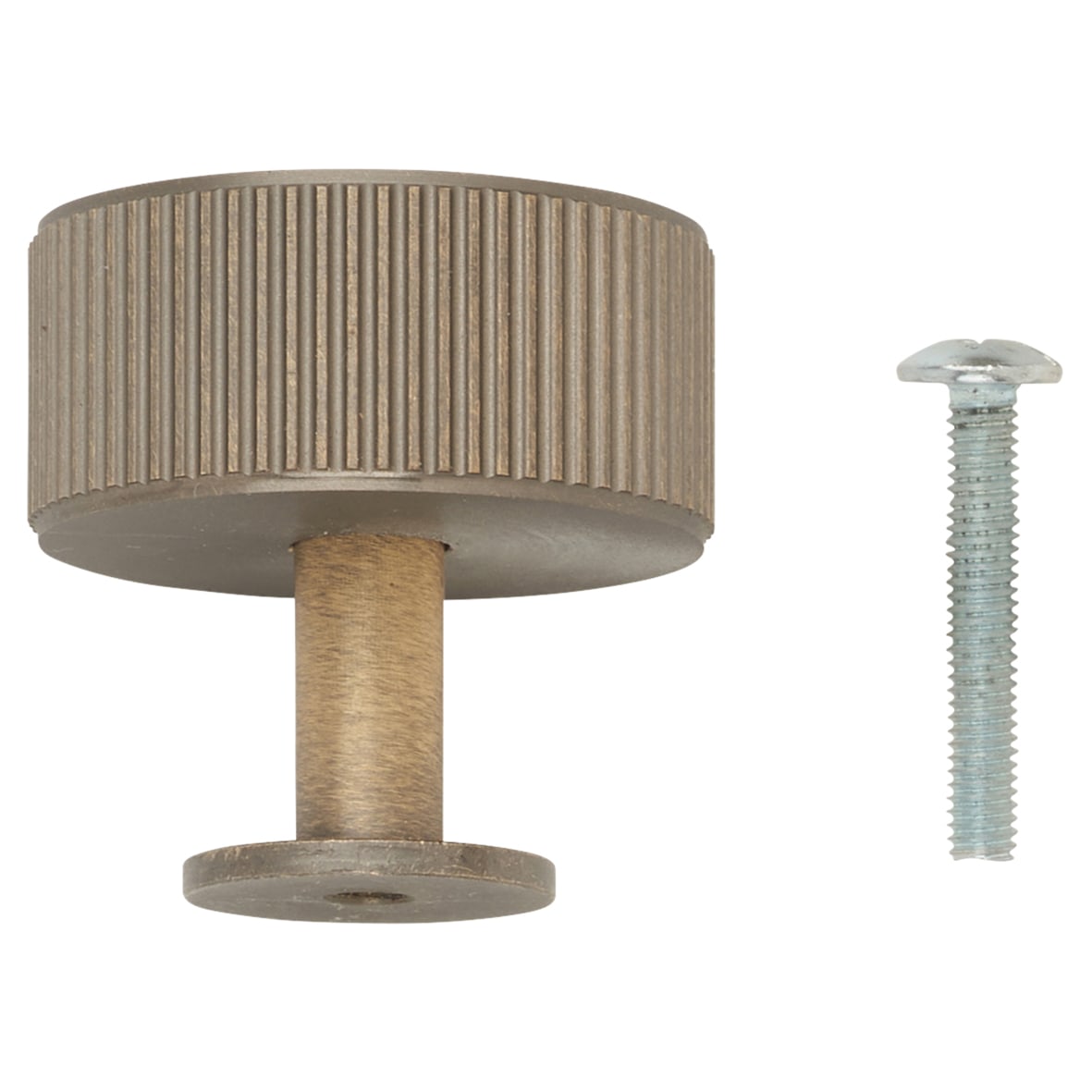 Lines Radio Round Cabinet Knob - 35mm Diameter - Antique Brass - view 5