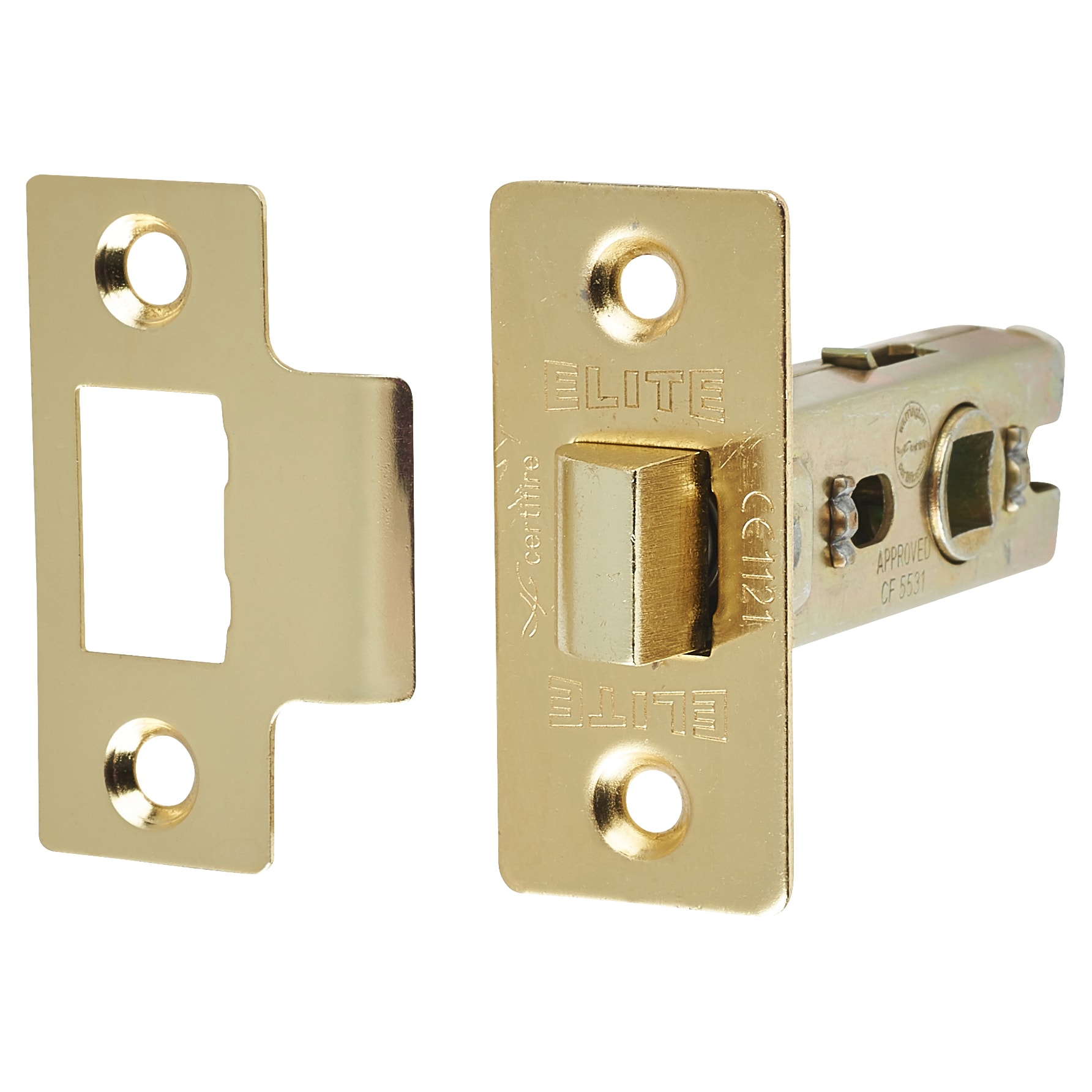 Tubular Latch Pack - 76mm Case - 57mm Backset - 2 x Fire Rated Ball Bearing Hinges - Polished Brass - view 3