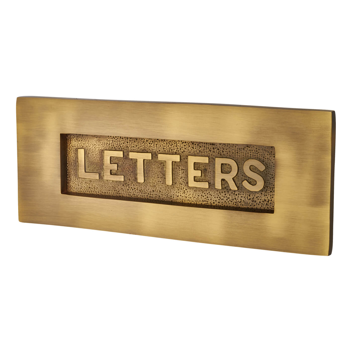 Marcus Embossed Letter Plate - 254 x 102mm - Antique Brass - view 2