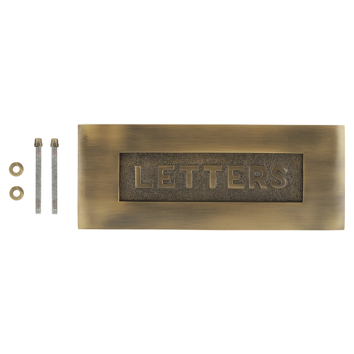 Marcus Embossed Letter Plate - 254 x 102mm - Antique Brass - view 5