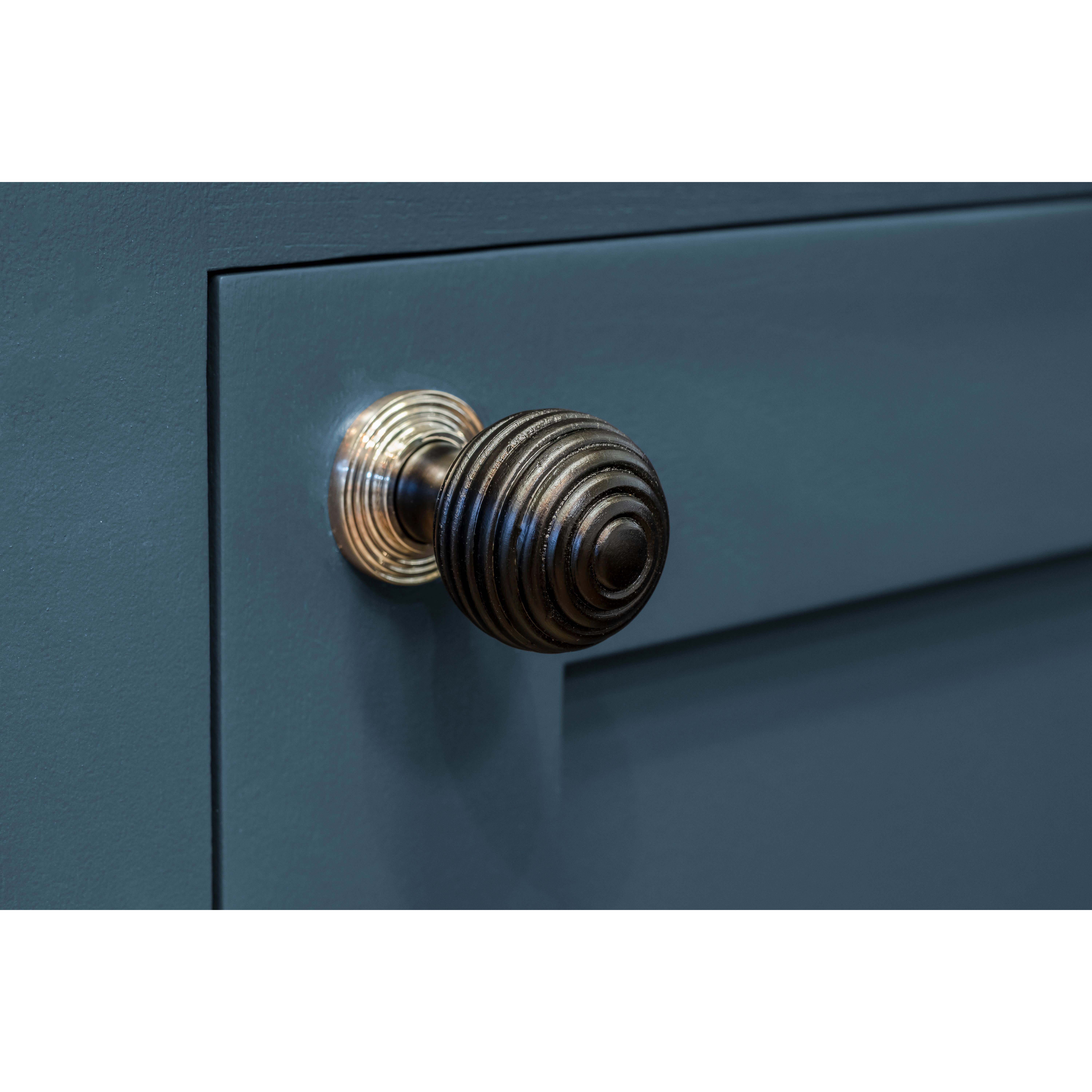 Beehive Ball Cabinet Knob - 35mm Diameter - Ebony - Polished Nickel Rose - view 2