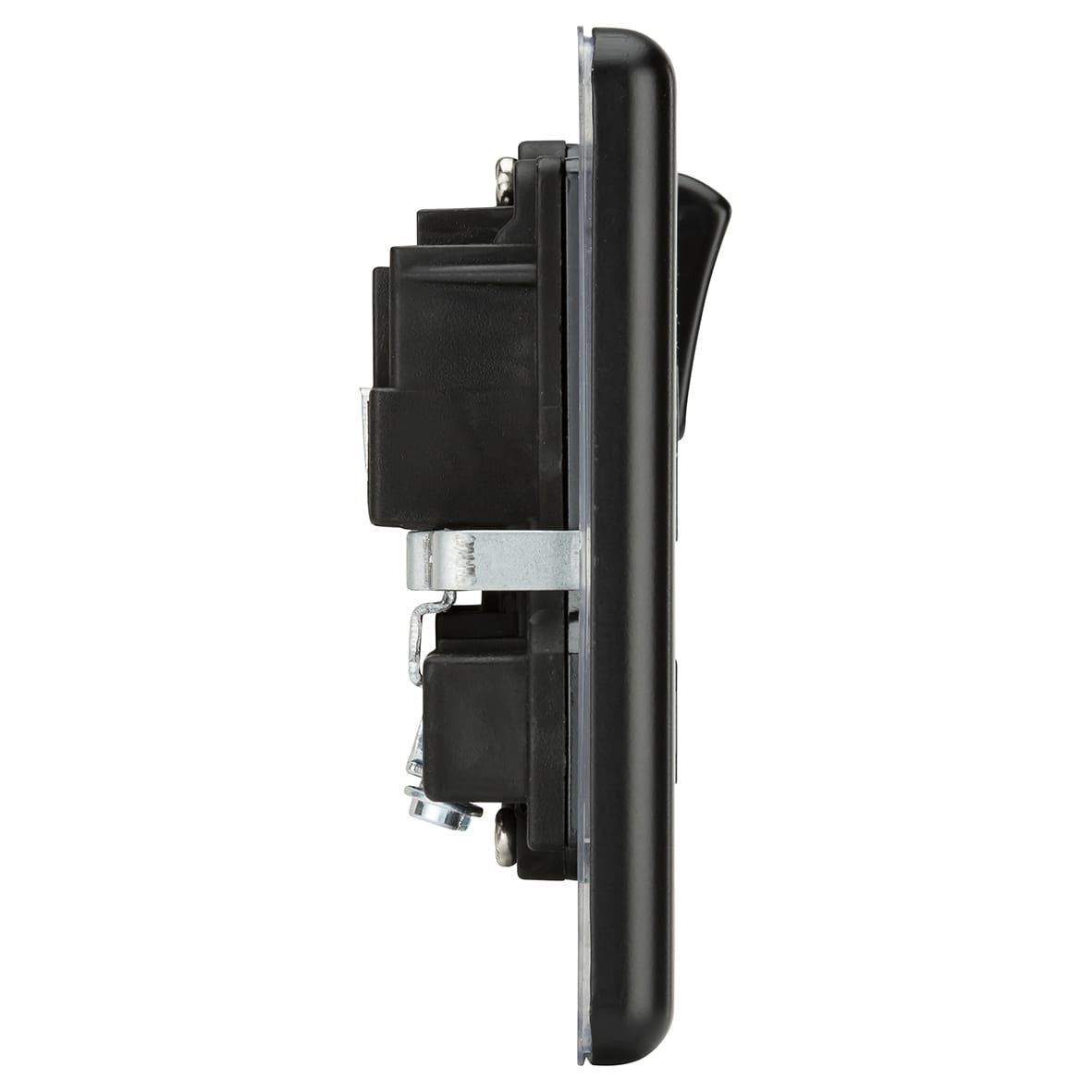 13A 2 Gang Double Pole Switched Socket with Twin Earths - Matt Black - view 3