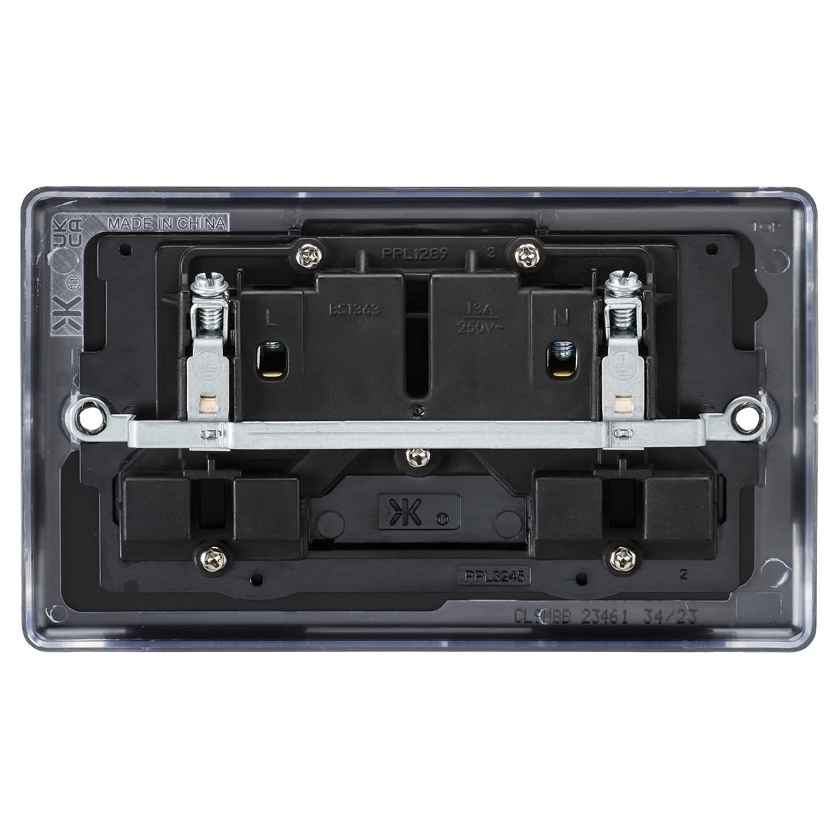 13A 2 Gang Double Pole Switched Socket with Twin Earths - Matt Black - view 4
