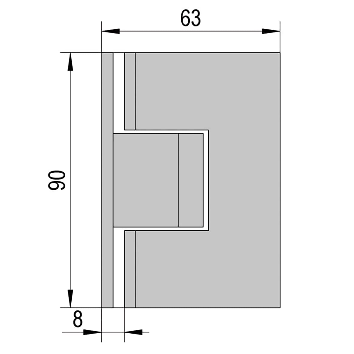 Bilbao Select Glass to Wall Shower Hinge - Single Sided - 8-12mm Glass - Polished Chrome - view 3