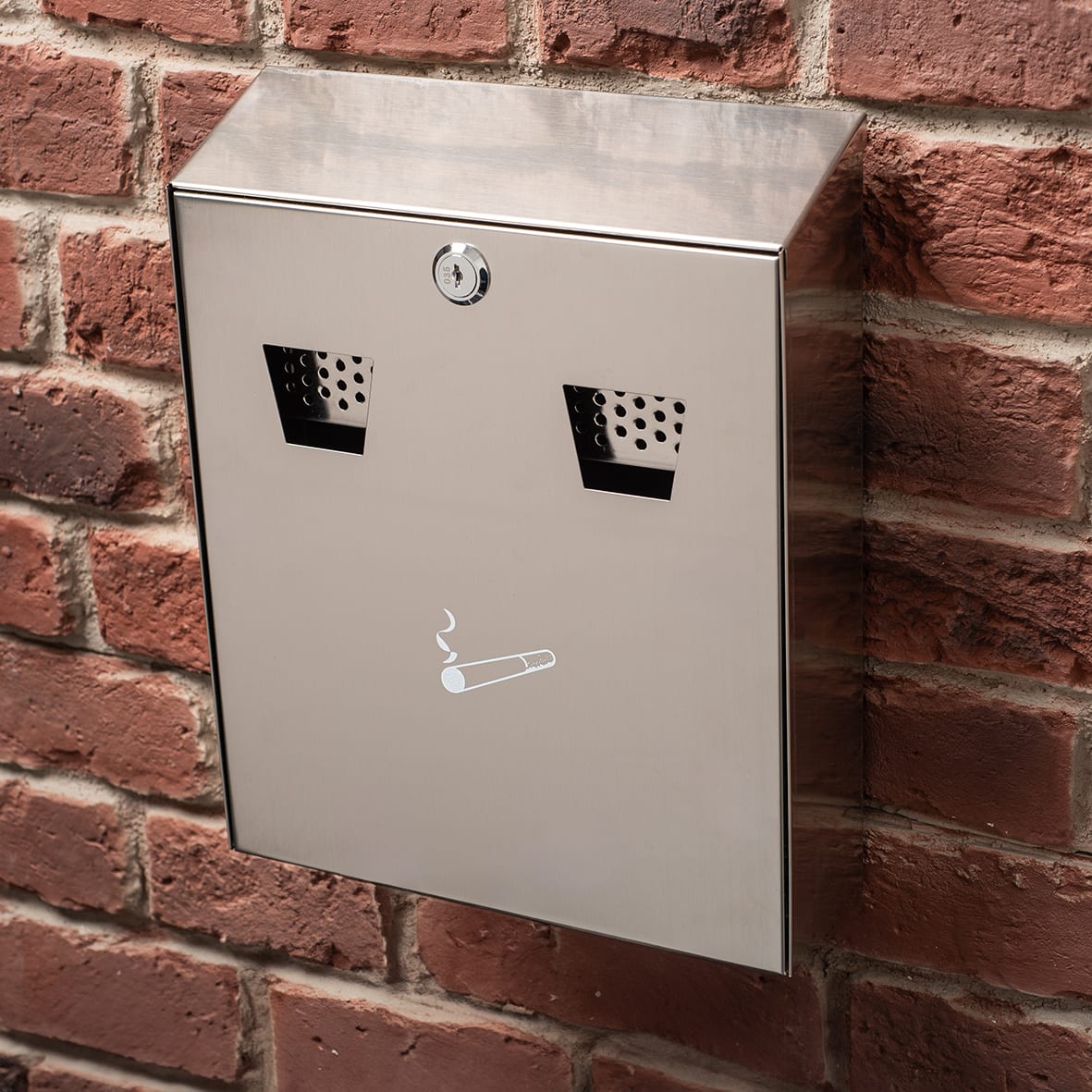 Compact Cigarette Bin - 225 x 320 x 75mm - Silver - view 2