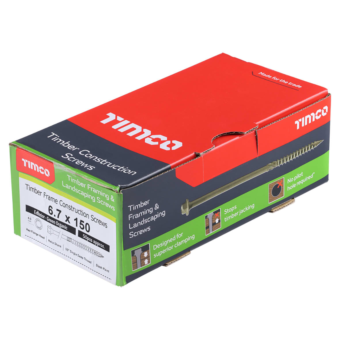 Timber Frame Screws Hex Head - 6.7 x 150mm - Green - Pack of 50 - view 3