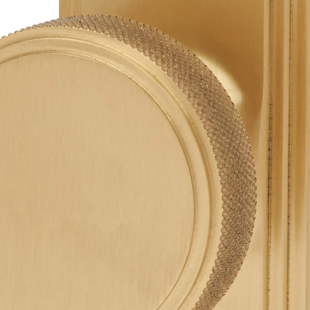 Satin Brass Knurled Latch Mortice Door Knob on Backplate - 205 x 52mm - Miller Range - view 3