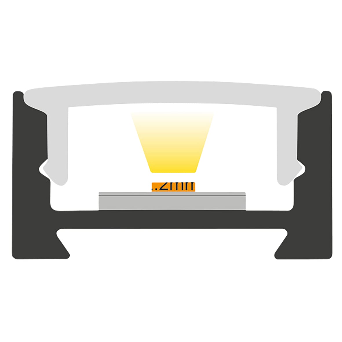 LED Surface Mount Profile with Frosted Diffuser for LED Strip Light - 2000mm - Aluminium - view 3