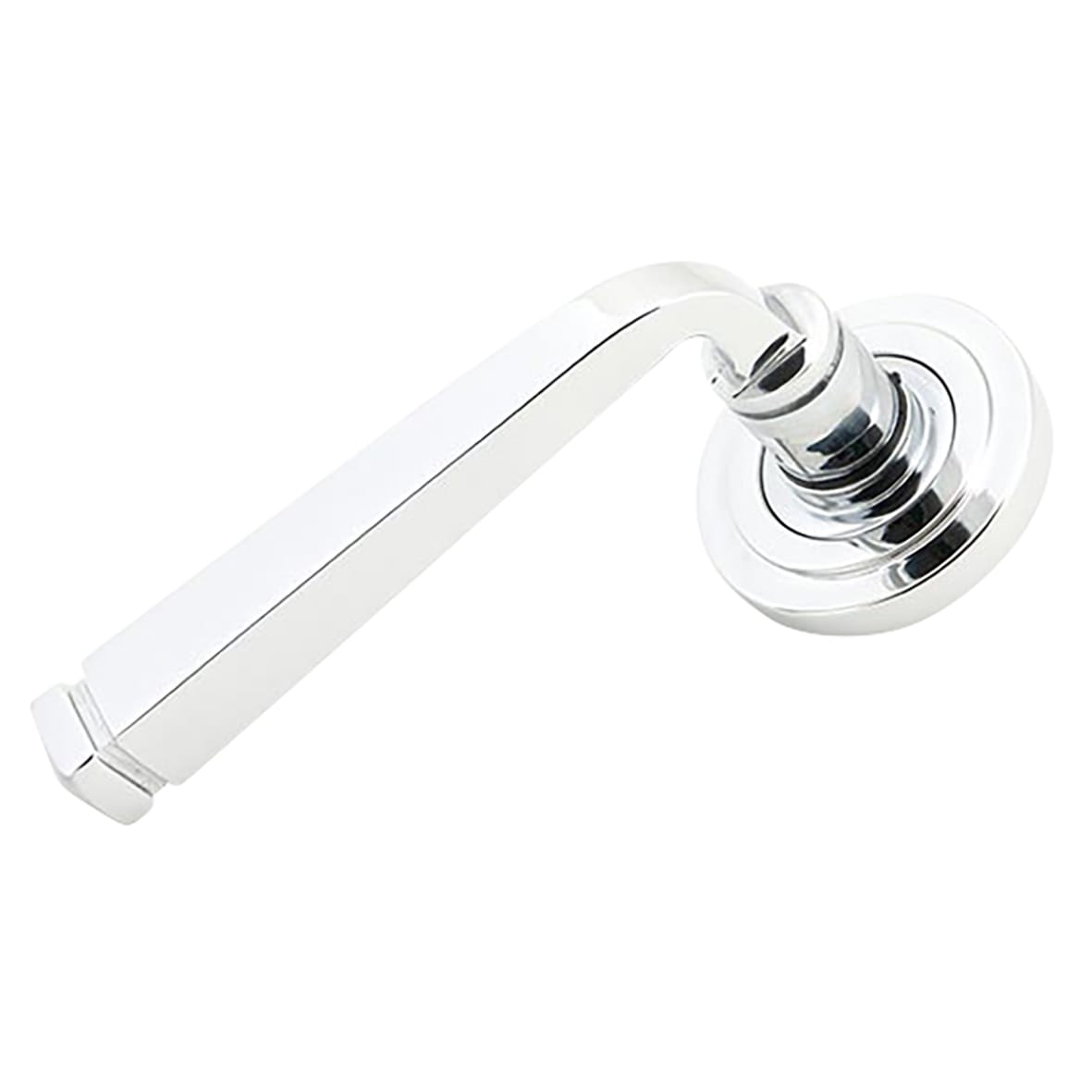 Polished Chrome Door Handles on Round Art Deco Rose - Avon Range - view 2