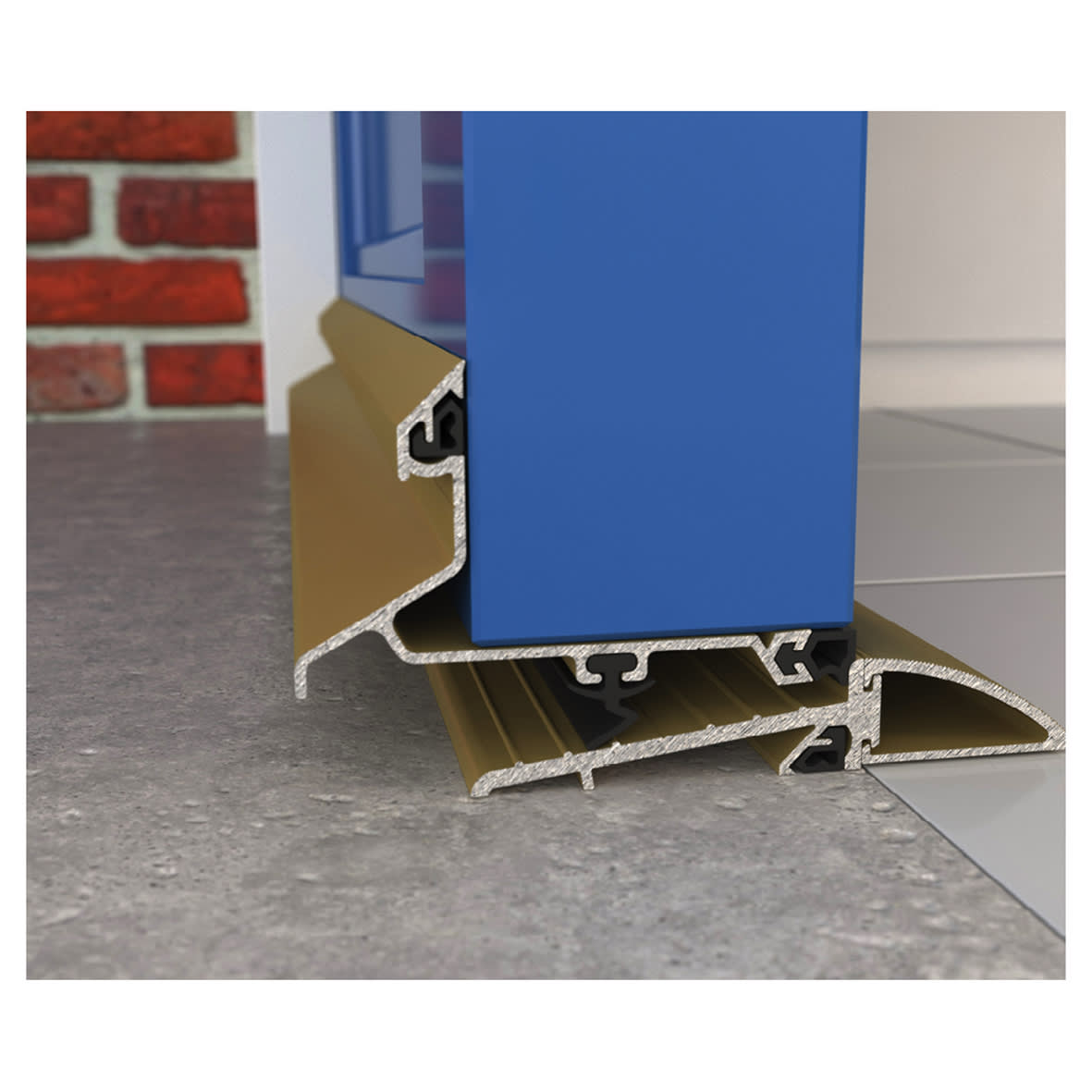 Threshold & Weatherbar Kit - 914mm Length - Outward Opening Doors - Gold Anodised - view 2