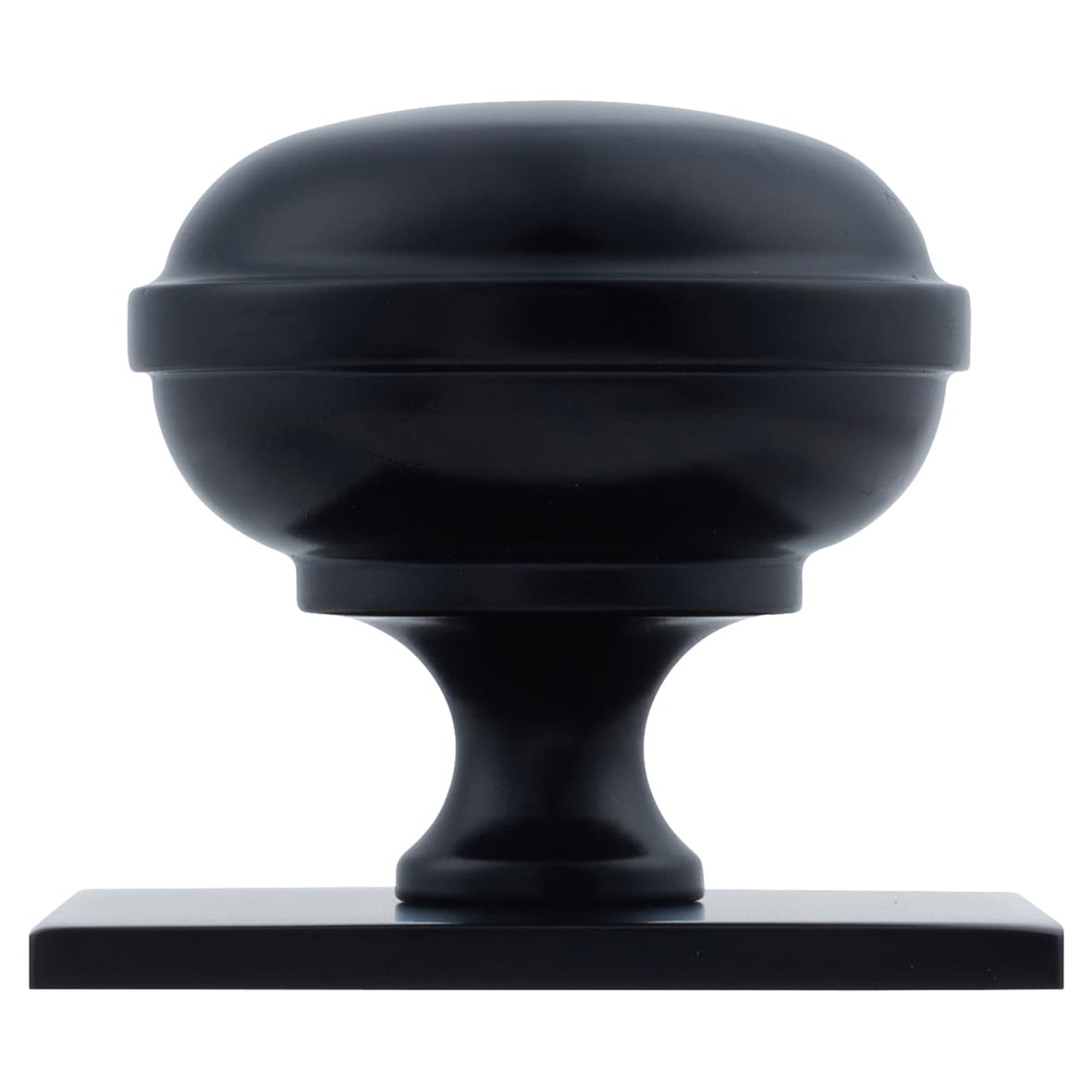 Quantock Cabinet Knob on Square Backplate - 38mm Diameter - Matt Black - view 2