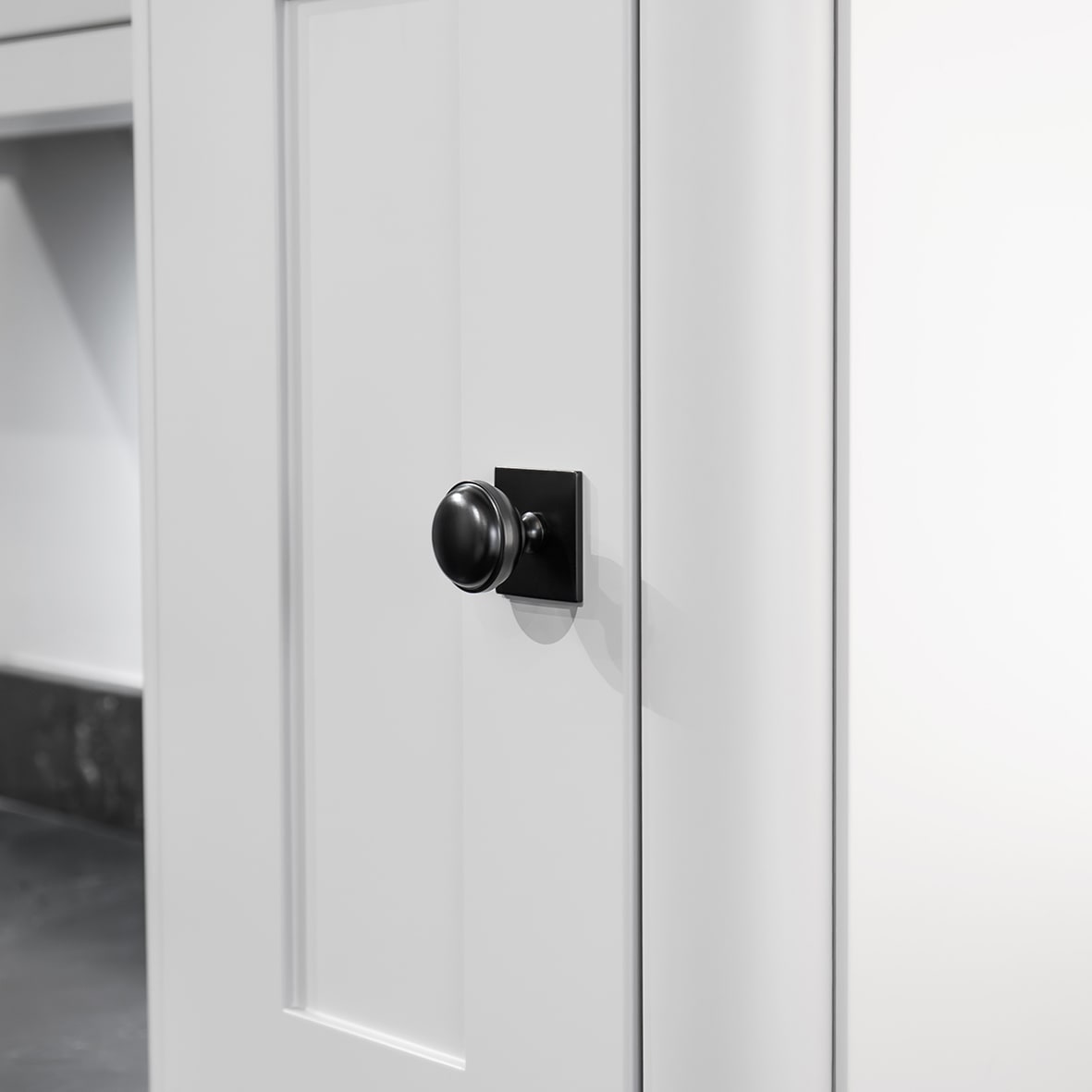 Quantock Cabinet Knob on Square Backplate - 38mm Diameter - Matt Black - view 3
