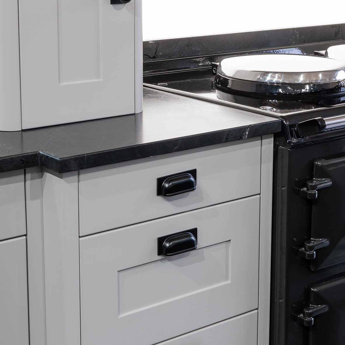 Quantock Cabinet Knob on Square Backplate - 38mm Diameter - Matt Black - view 4