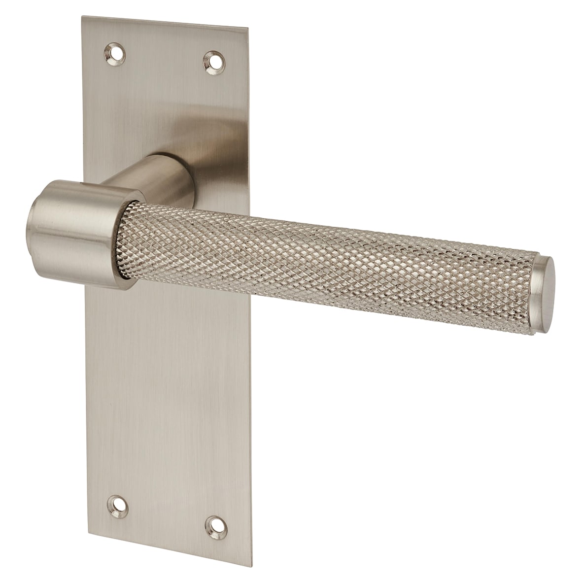 Satin Nickel Knurled Latch Door Handles - Loxley Range - 150 x 50mm - view 2