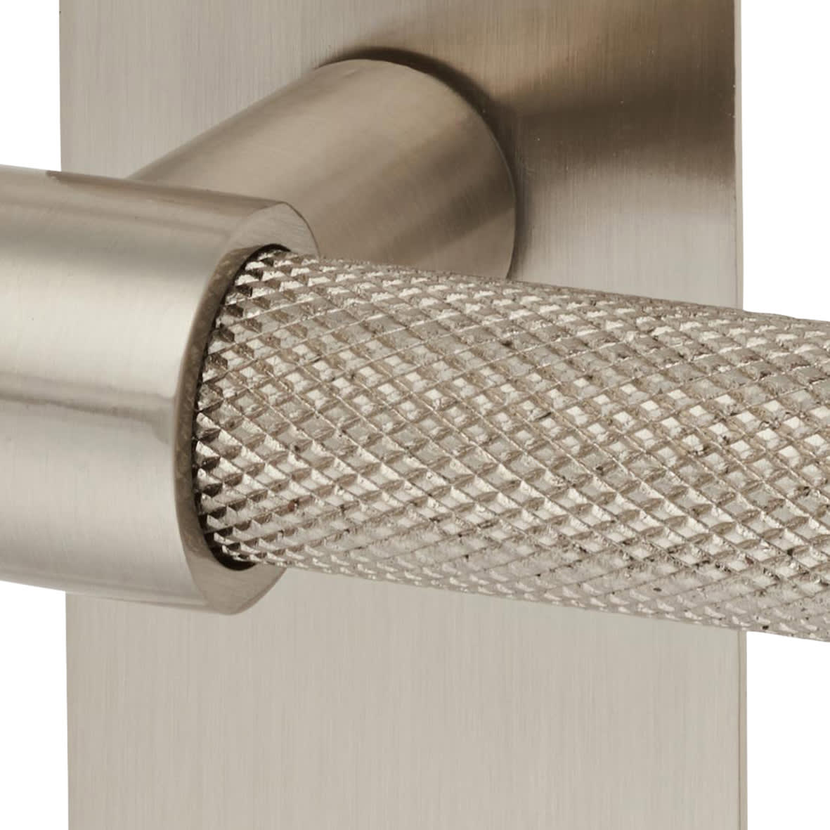 Satin Nickel Knurled Latch Door Handles - Loxley Range - 150 x 50mm - view 4