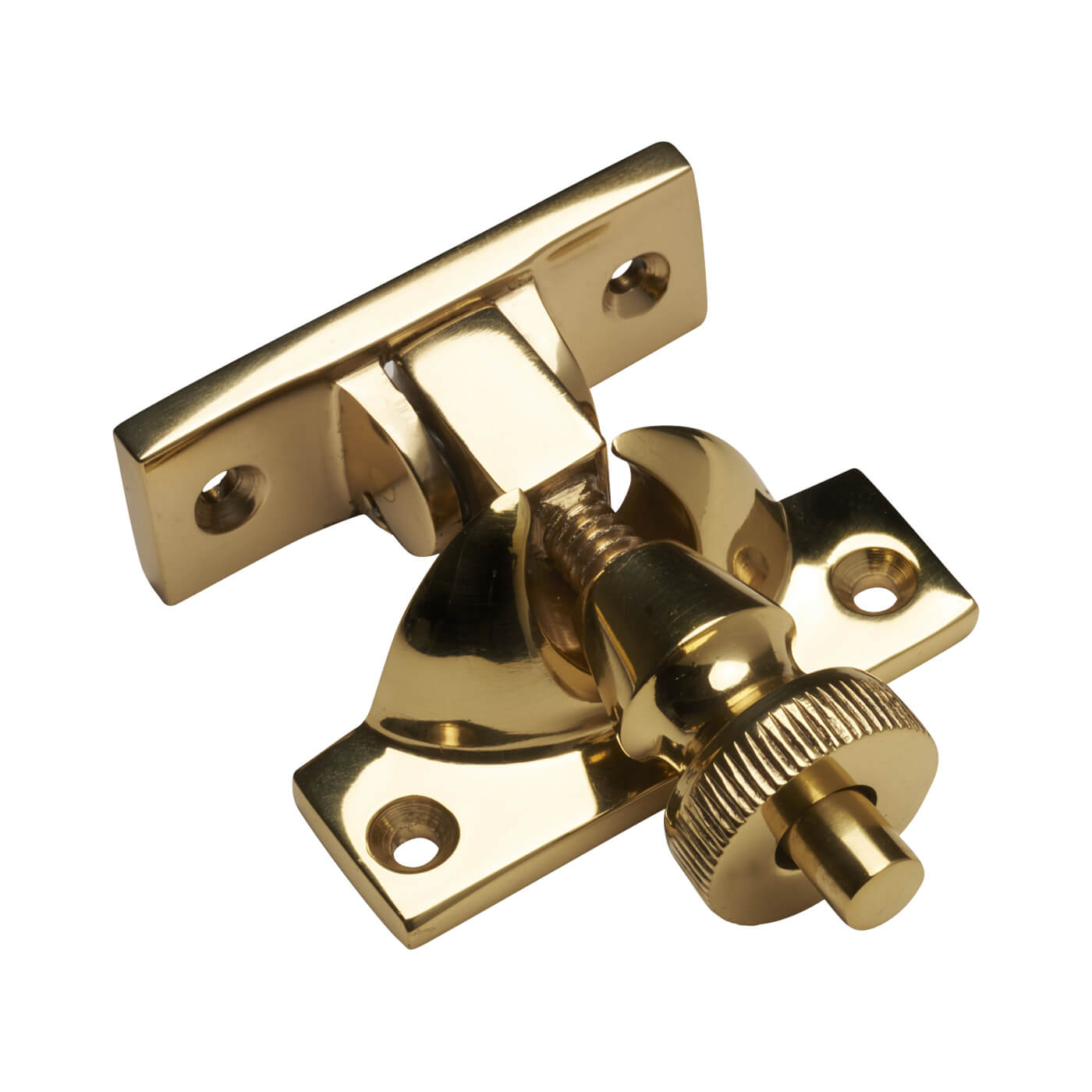 Brighton Screw Pattern Sash Window Fastener - 58 x 22mm - Polished Brass - view 2
