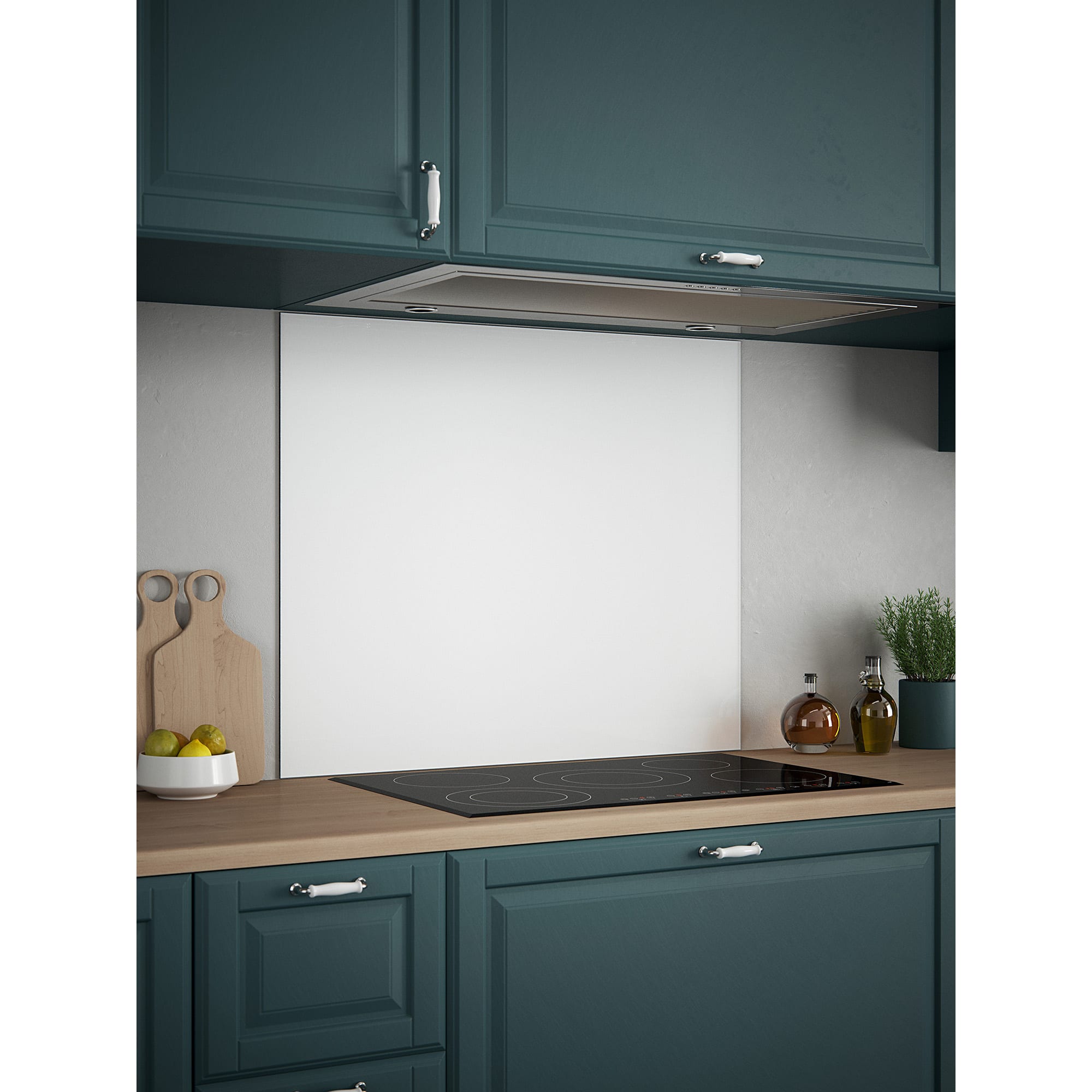 Self Adhesive Glass Kitchen Splashback - 750 x 900mm - Ice White - view 2
