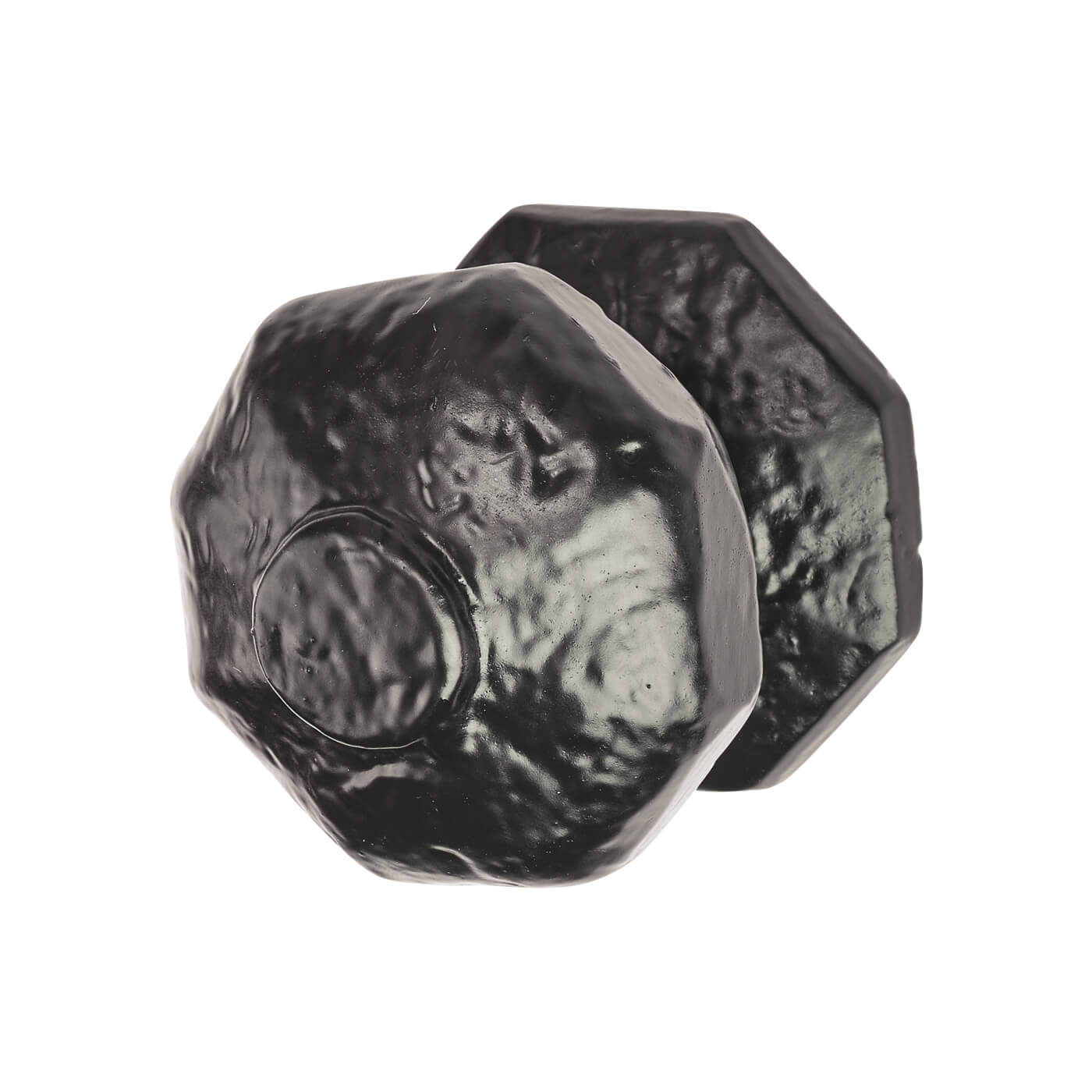 Metalized Antique Black Iron Octagonal Centre Door Knob - 62mm Rose Diameter - view 2