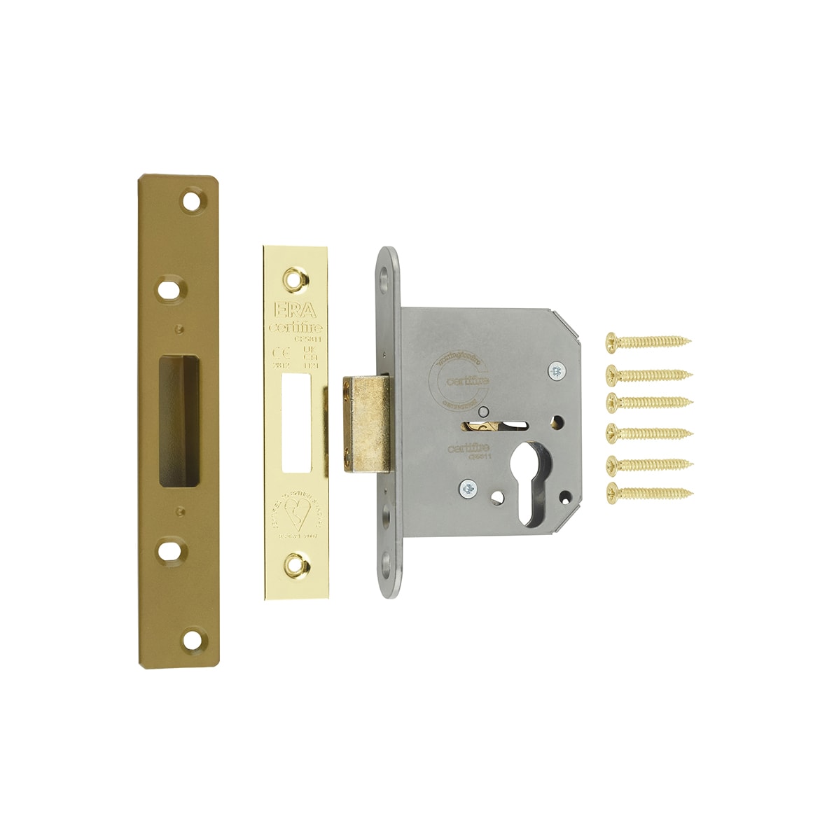 Viscount Euro Profile Deadlock - 76mm Case - 56mm Backset - Polished Brass - view 3