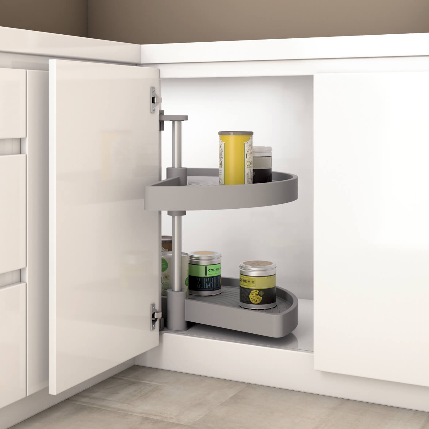 1/2 Tray Carousel Set - Cabinet Width 800mm - Grey Plastic - view 3