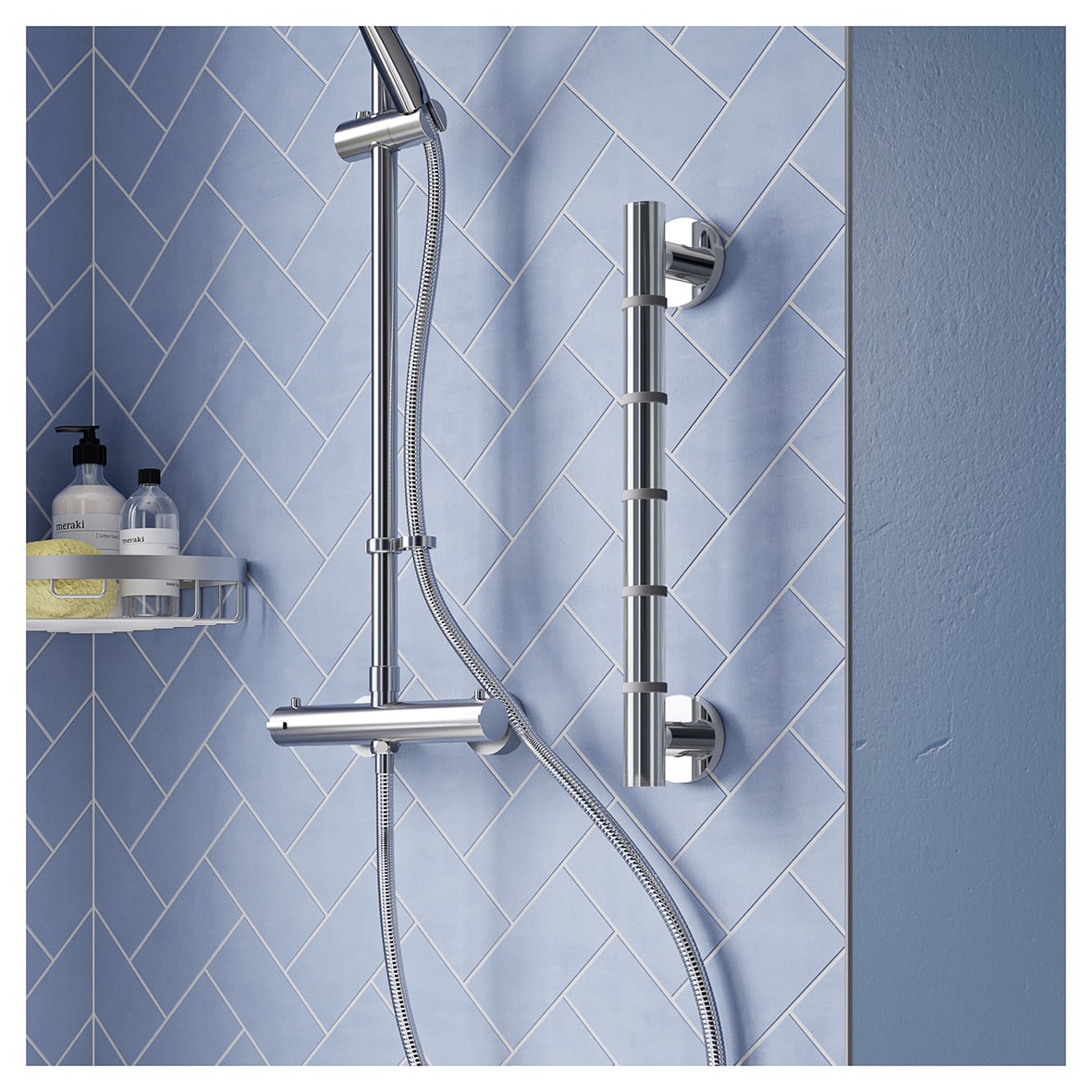 32mm Grab 'n' Grip Non Slip Grab Rail - 485mm Length - Polished Chrome - view 5